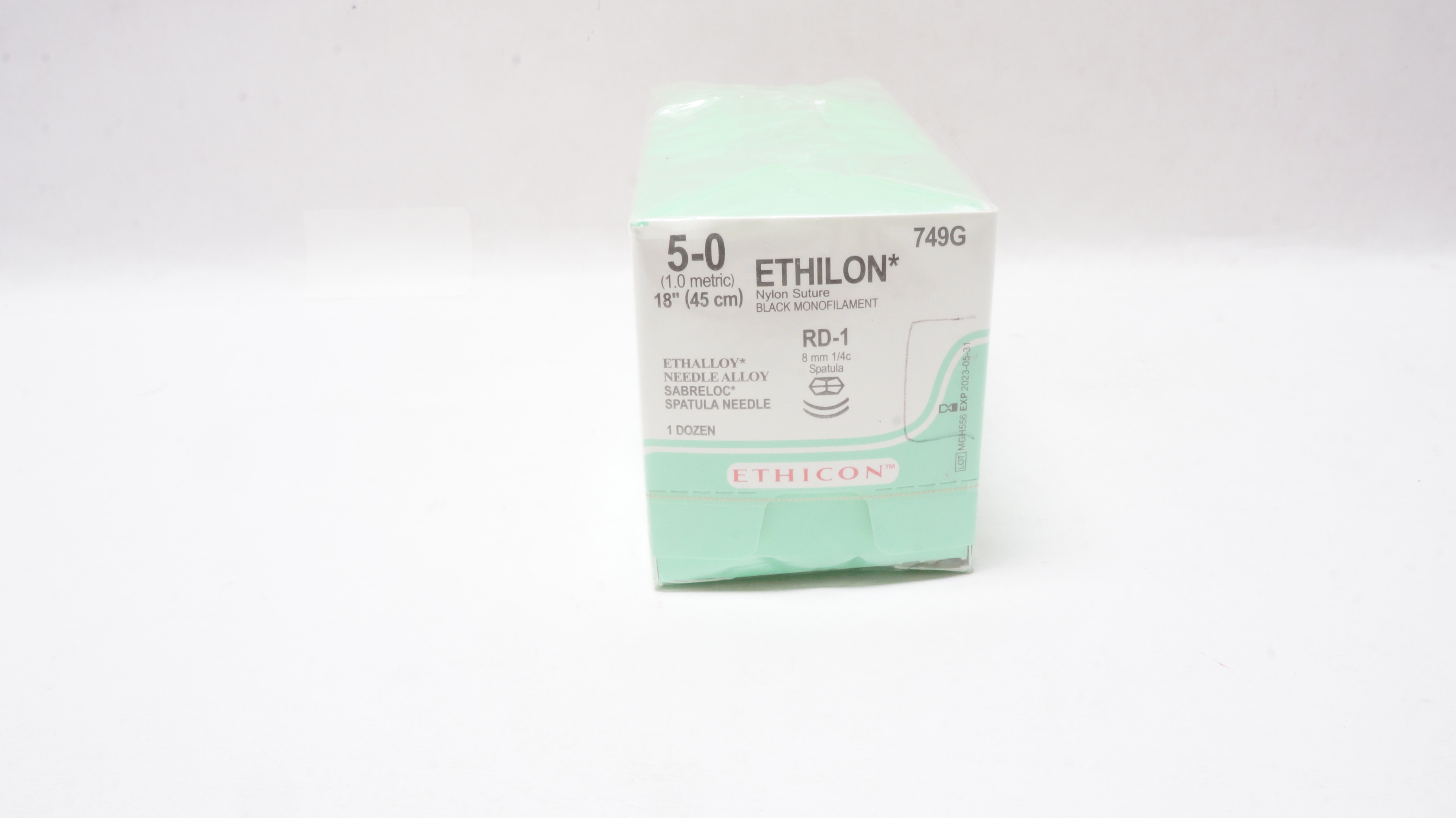 Ethicon 749G 6-0 Ethilon Nylon Stre RD-1 8 mm 1/4c Spatula 18In