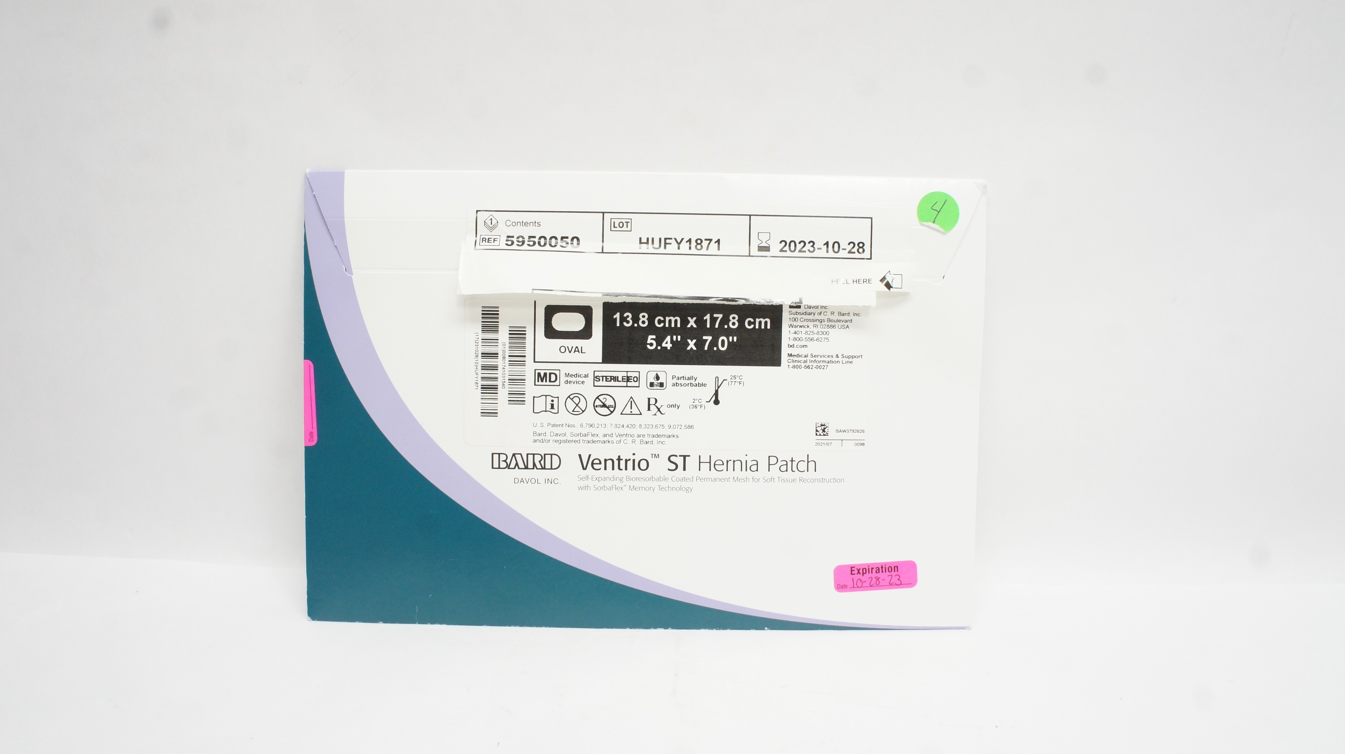 Bard 5950050 Davol Ventrio ST Hernia Patch 5.4inch x 7.0inch (x)
