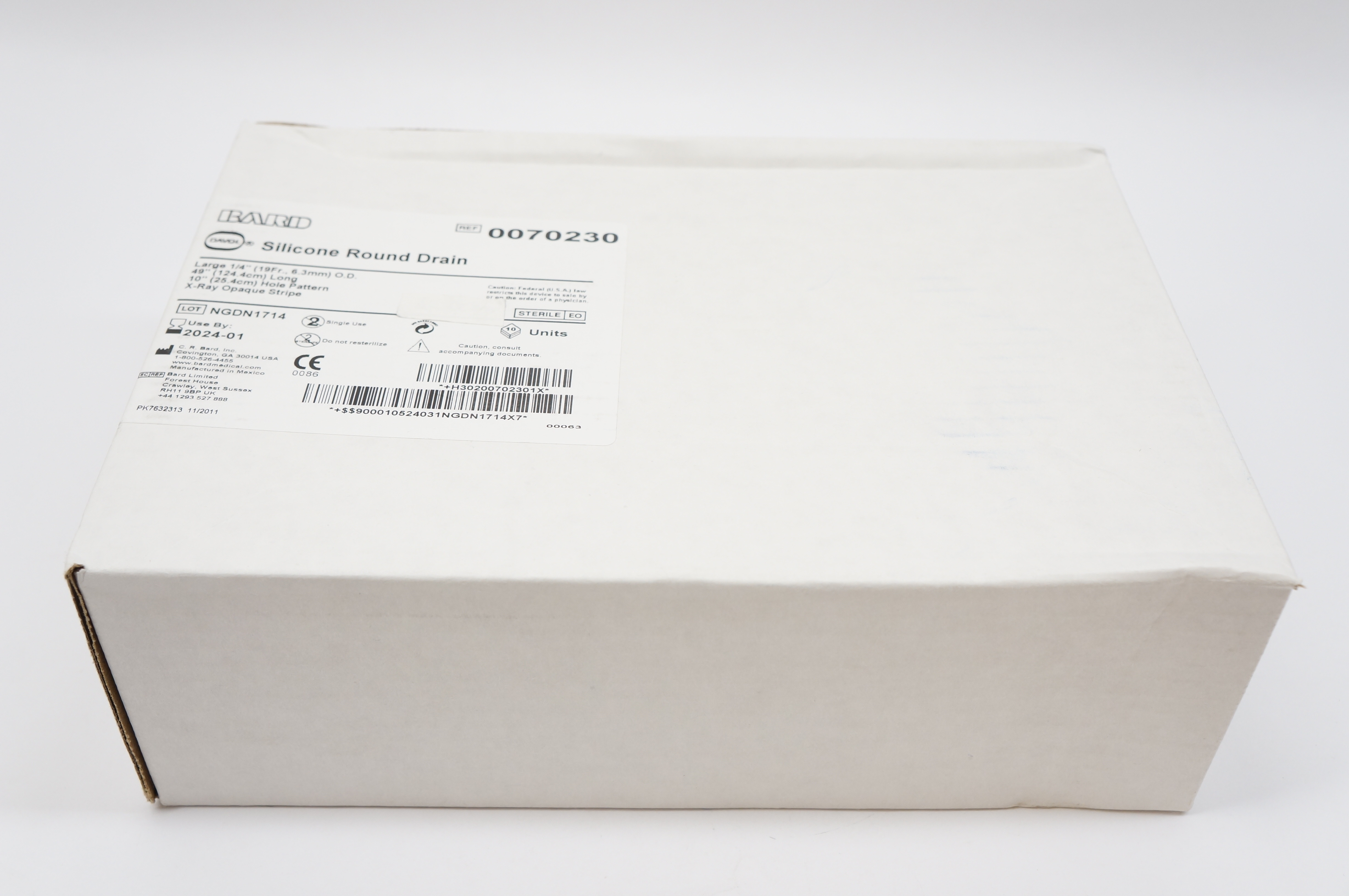 Bard 0070230 Silicone Round Drain Large 1/4inch - Box of 10
