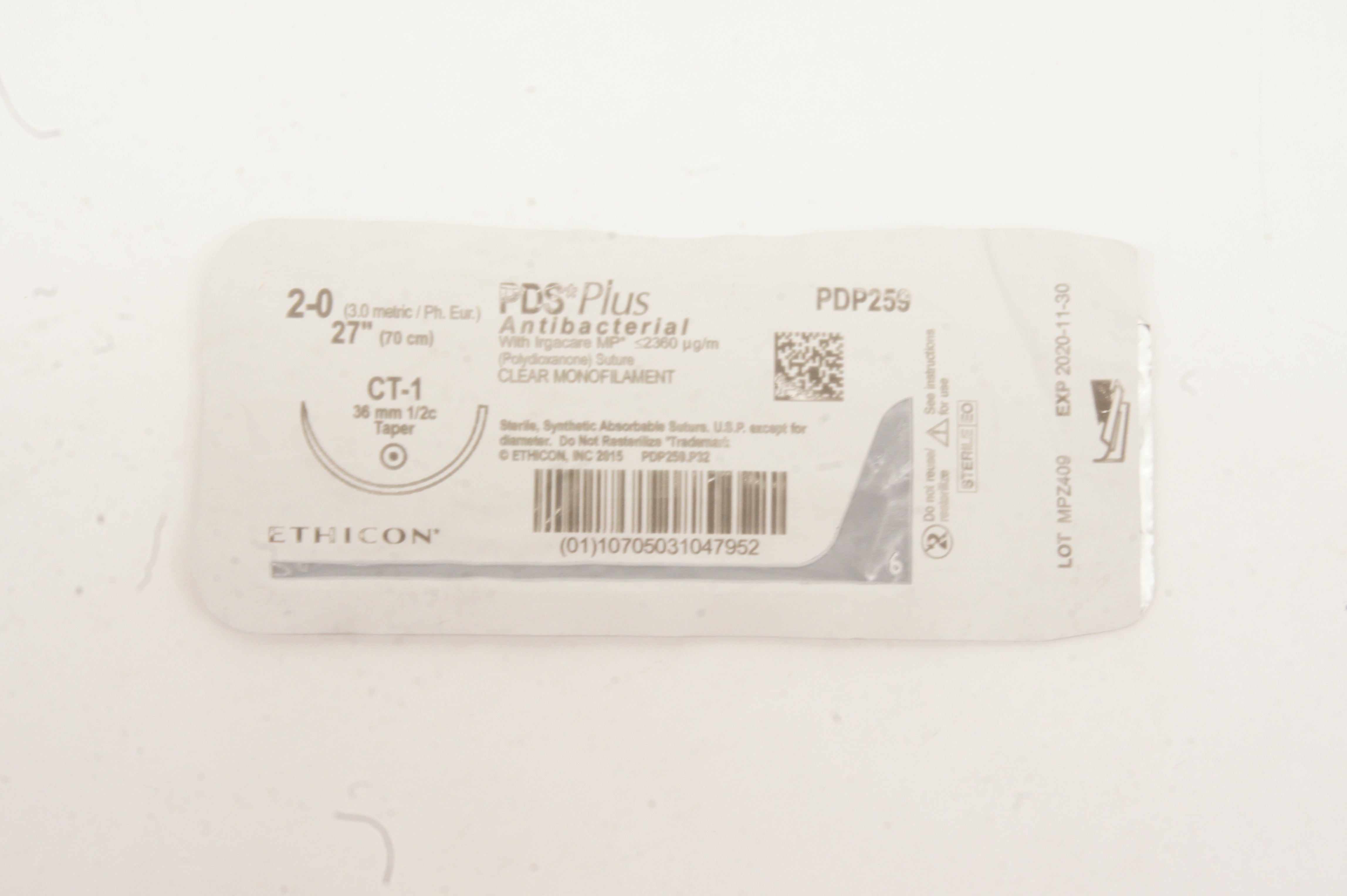 Ethicon PDP259 2-0 PDS Plus, CT-1, 36mm 1/2c Taper, 27inch (x)