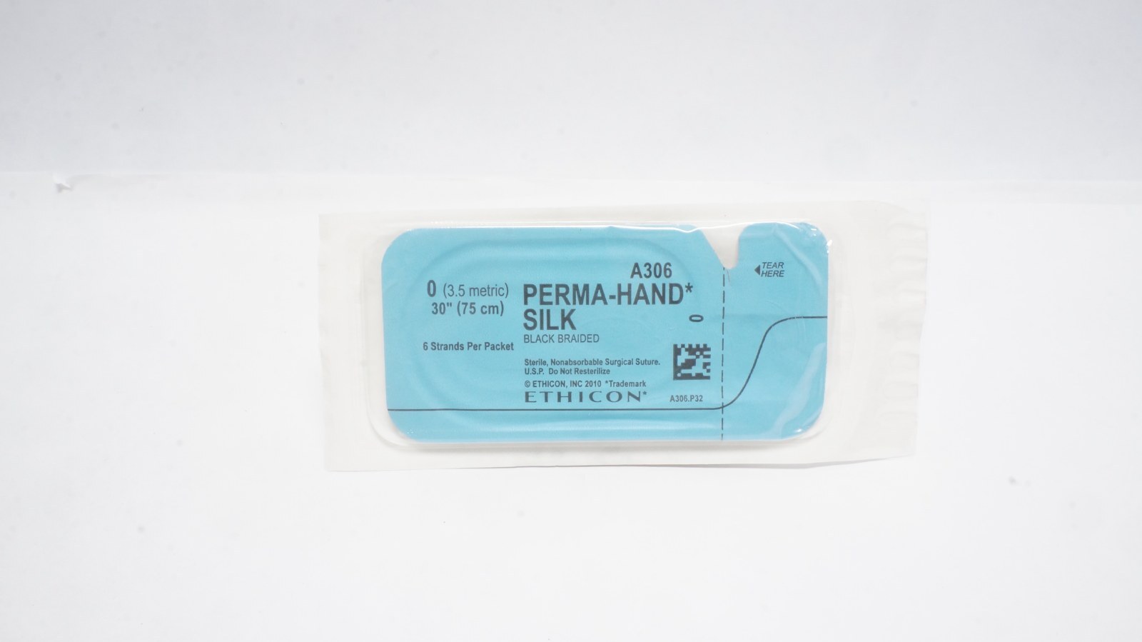 ETHICON A306 PERMA-HAND SILK Sutures 0 Black 30" (75 cm)