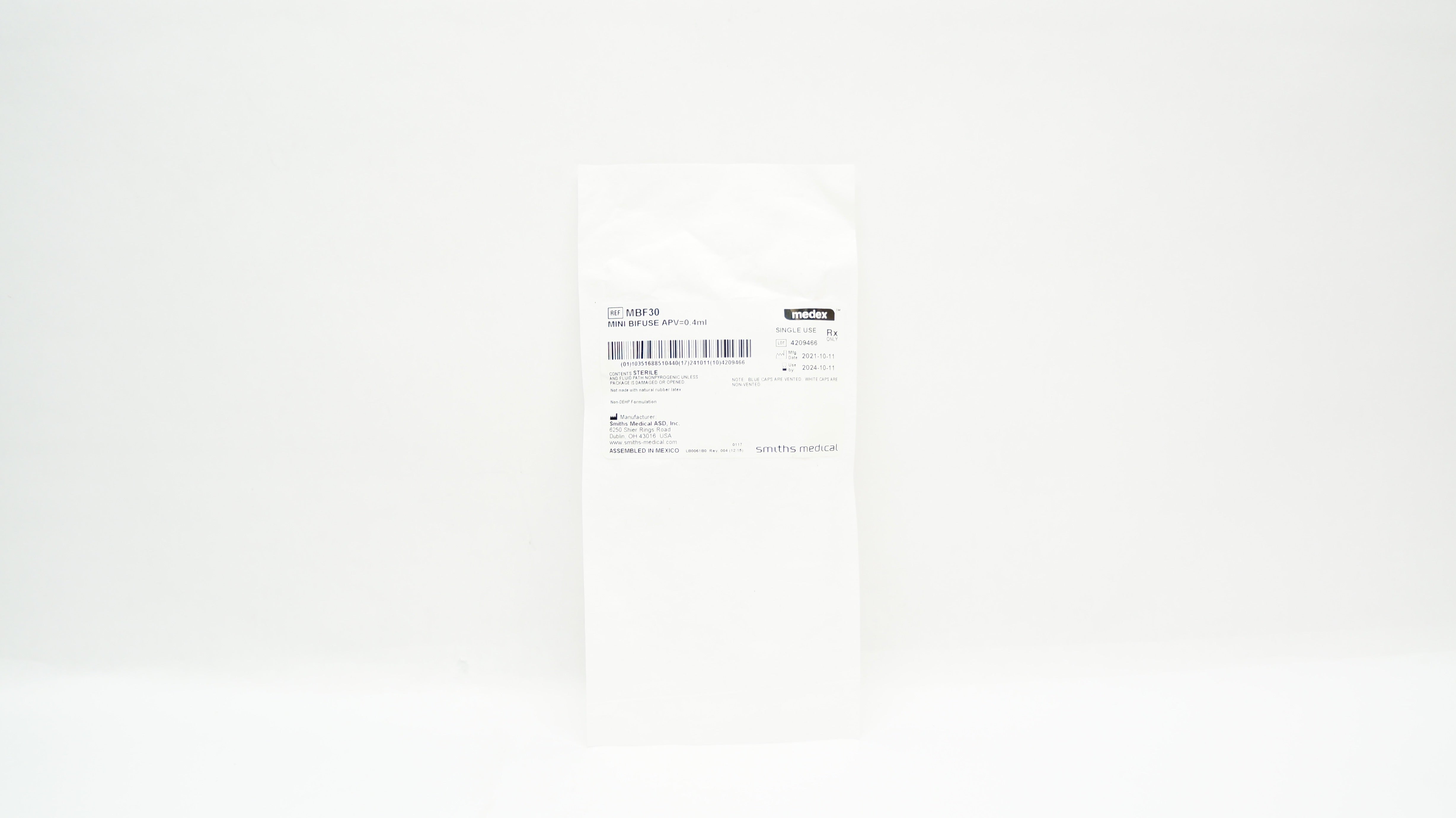 Smiths Medical MBF30 Medex Mini Bifuse APV=0.4ml
