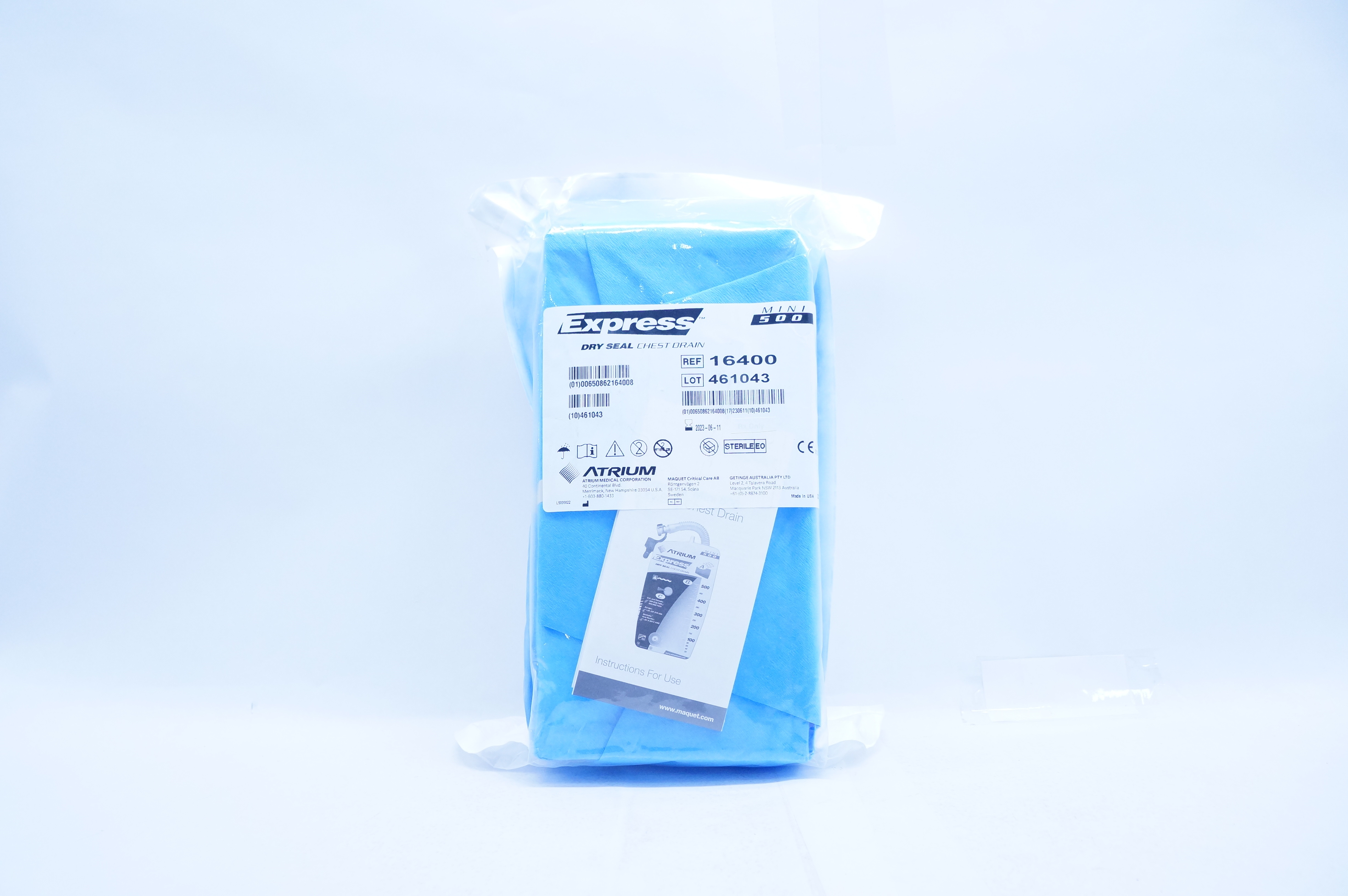 Atrium 16400 Express Dry Seal Chest Drain, Mini 500 (x)
