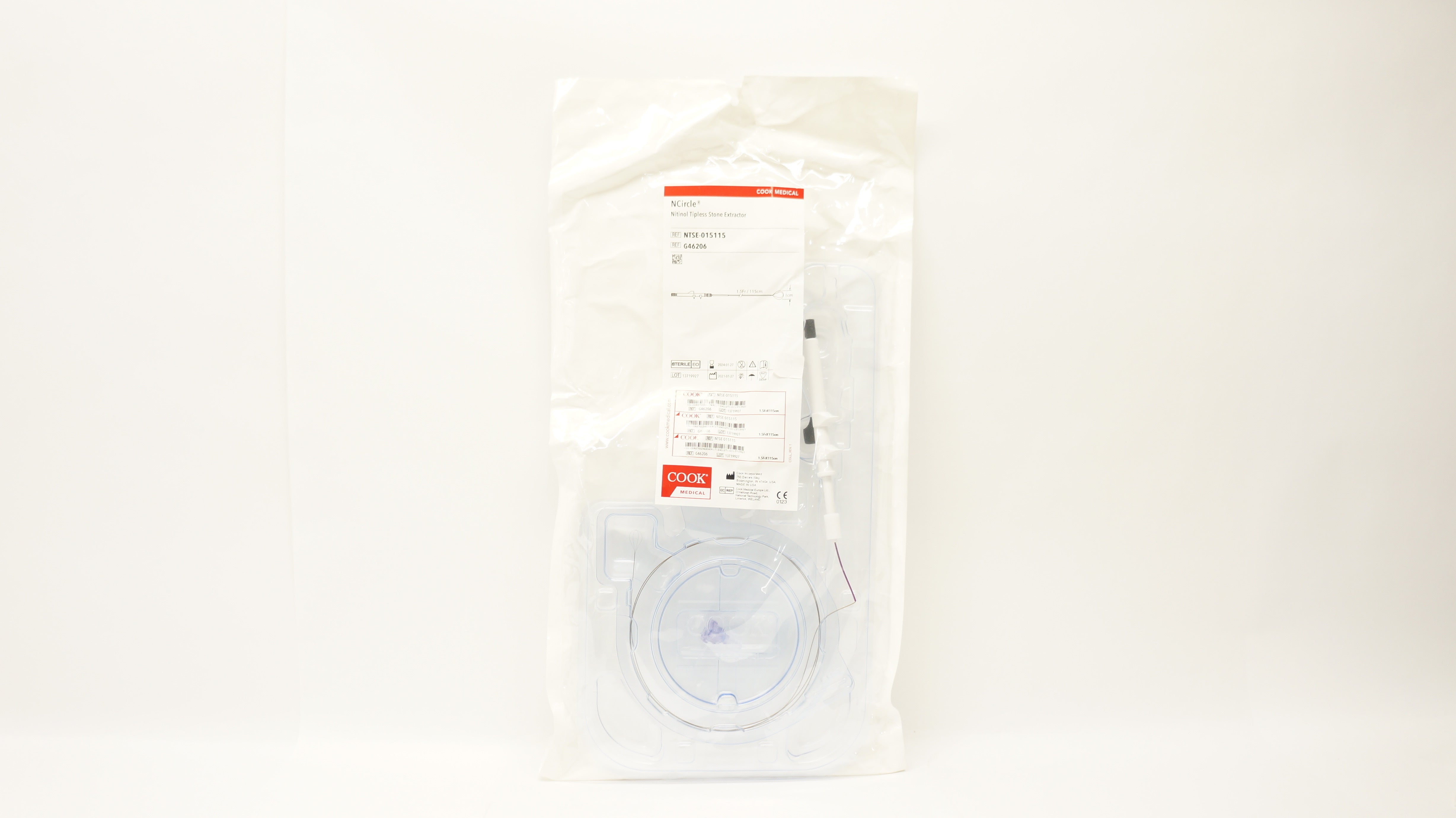 Cook G46206 NCircle Nitinol Tipless Stone Extractor 1.5Fr x115cm