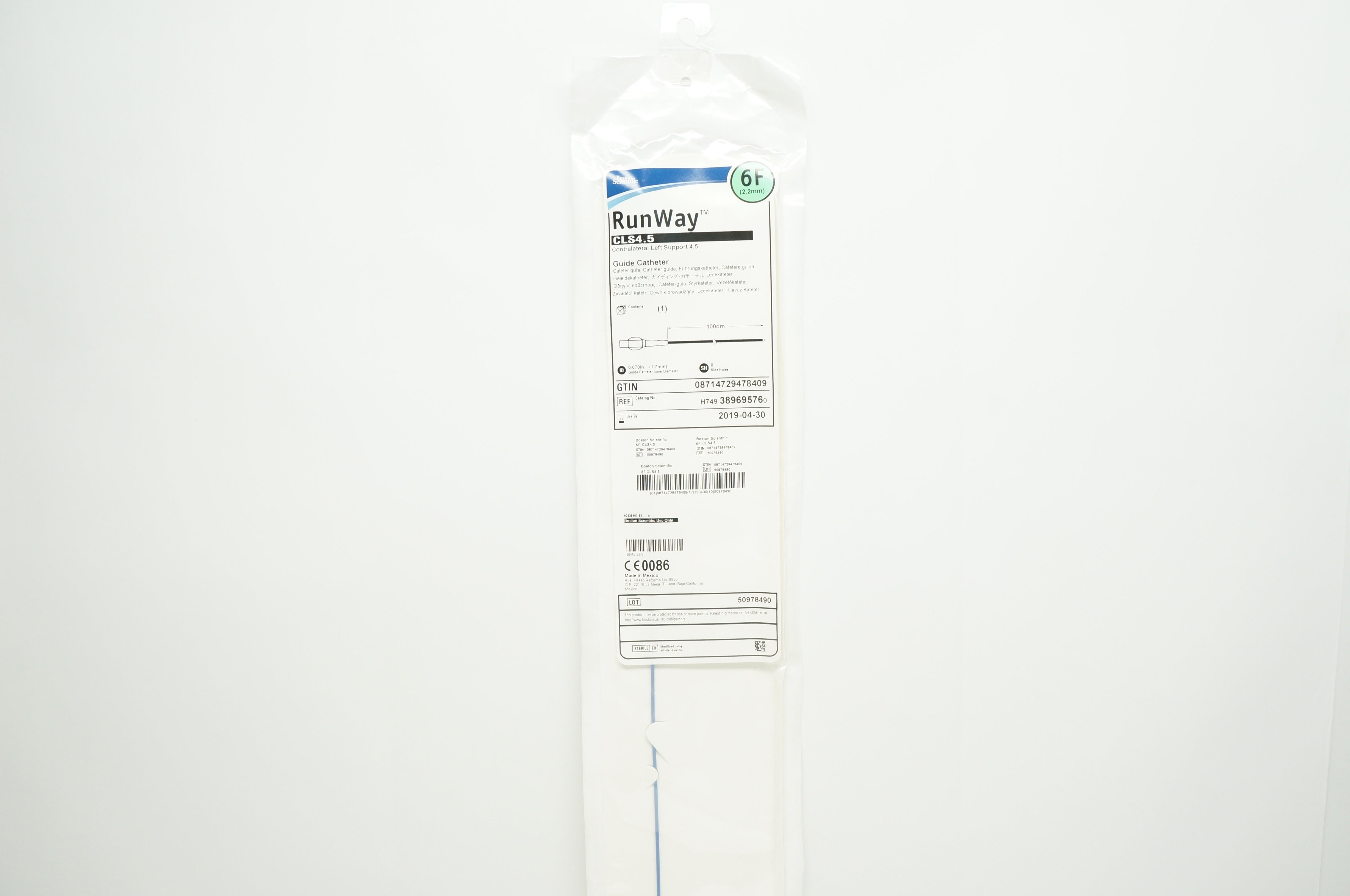 Boston Scientific 38969576 RunWay CLS4.5 Guide Cath. 6F x 100cm (x)