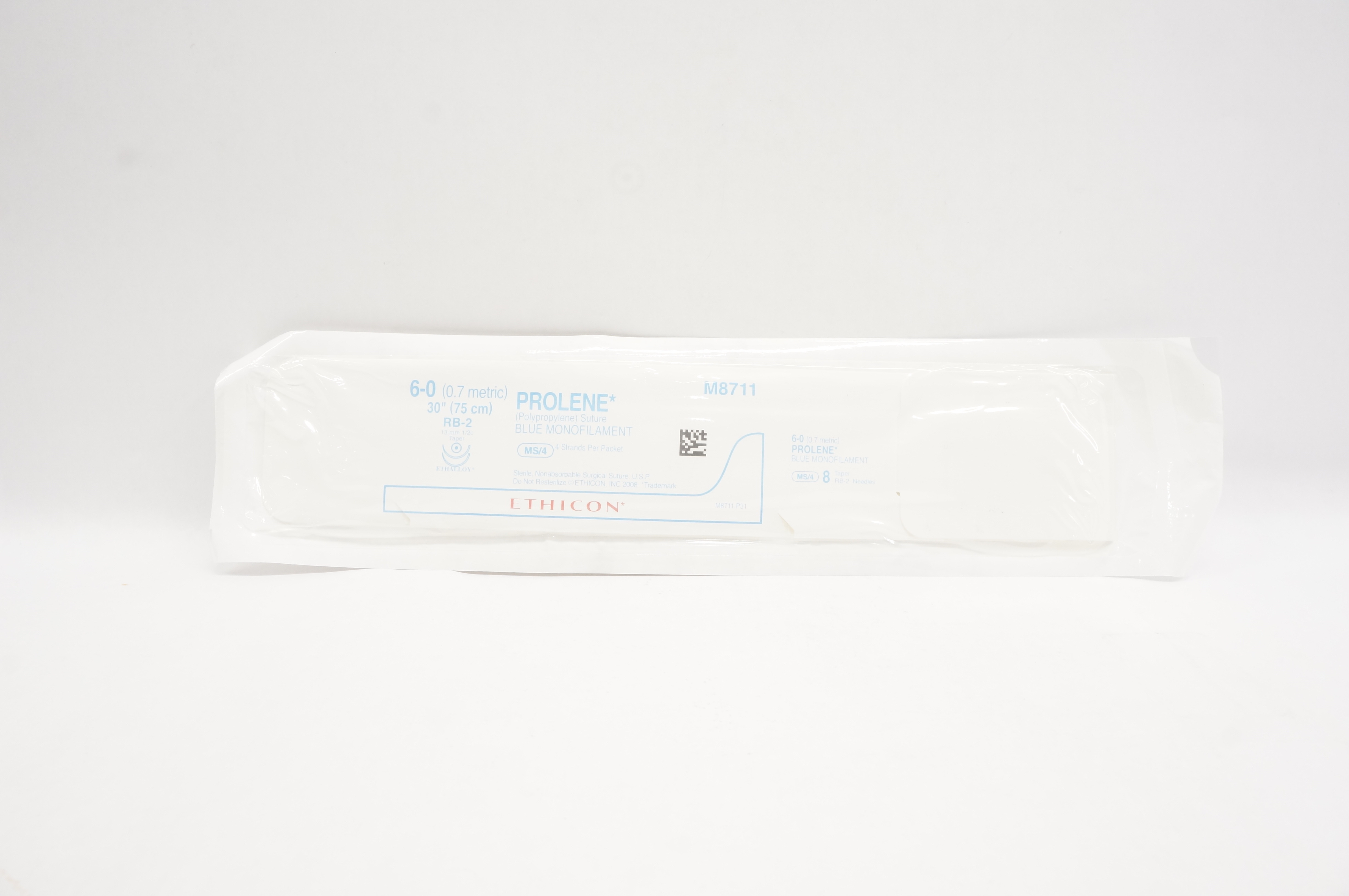 Ethicon M8711 6-0 Prolene Blue Monofilament RB-2, 13mm 1/2c Taper, 30inch