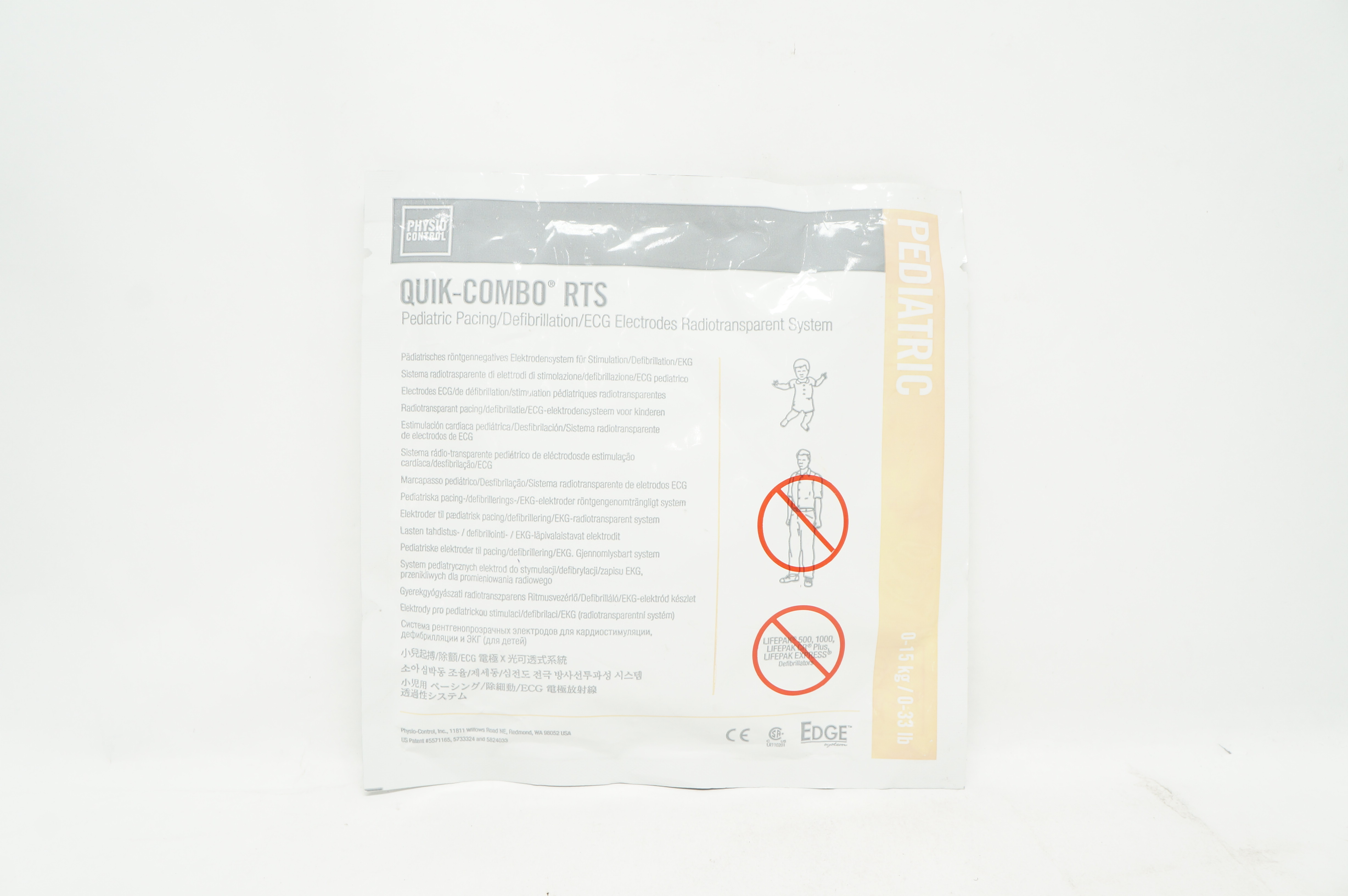 Physio Control 11996-000093 Quik-Combo RTS Pediatric ECG Electrodes 0-33lbs. (x)