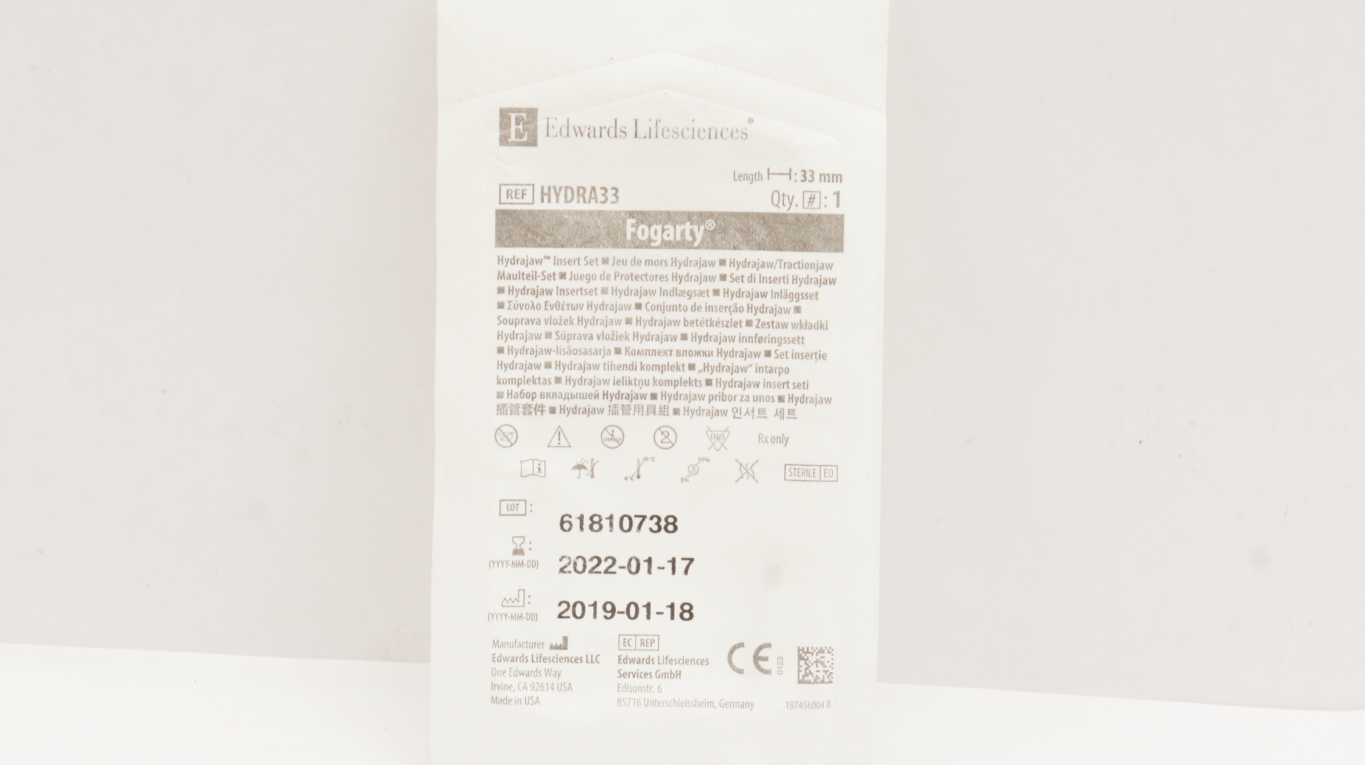 Edwards Lifesciences HYDRA33 Fogarty Hydrajaw Insert Set 33mm (x)
