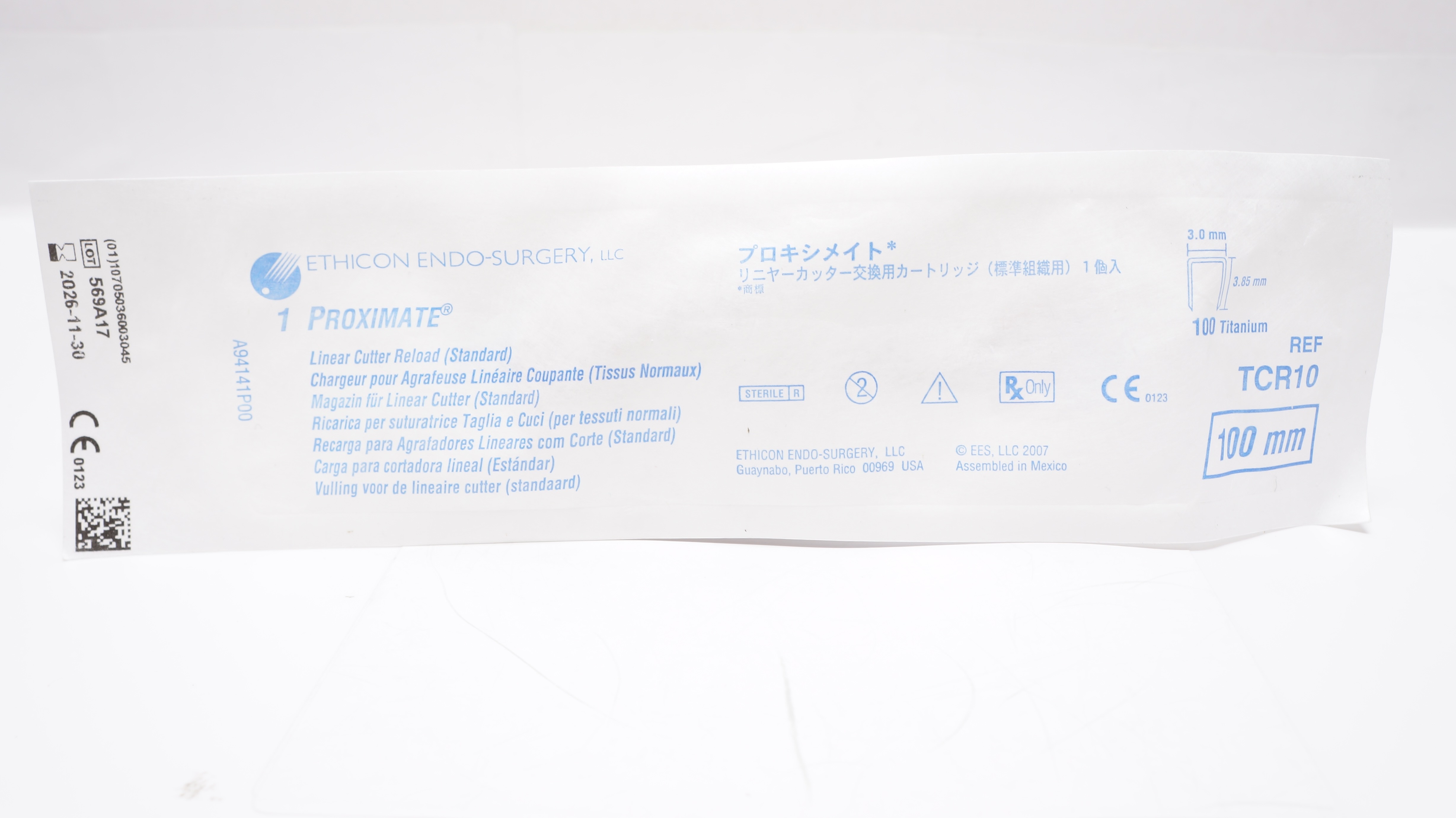 Ethicon TCR10 Endo-Surgery 1Proximate Linear Cutter Reload 100mm 3.0mm x 3.85mm