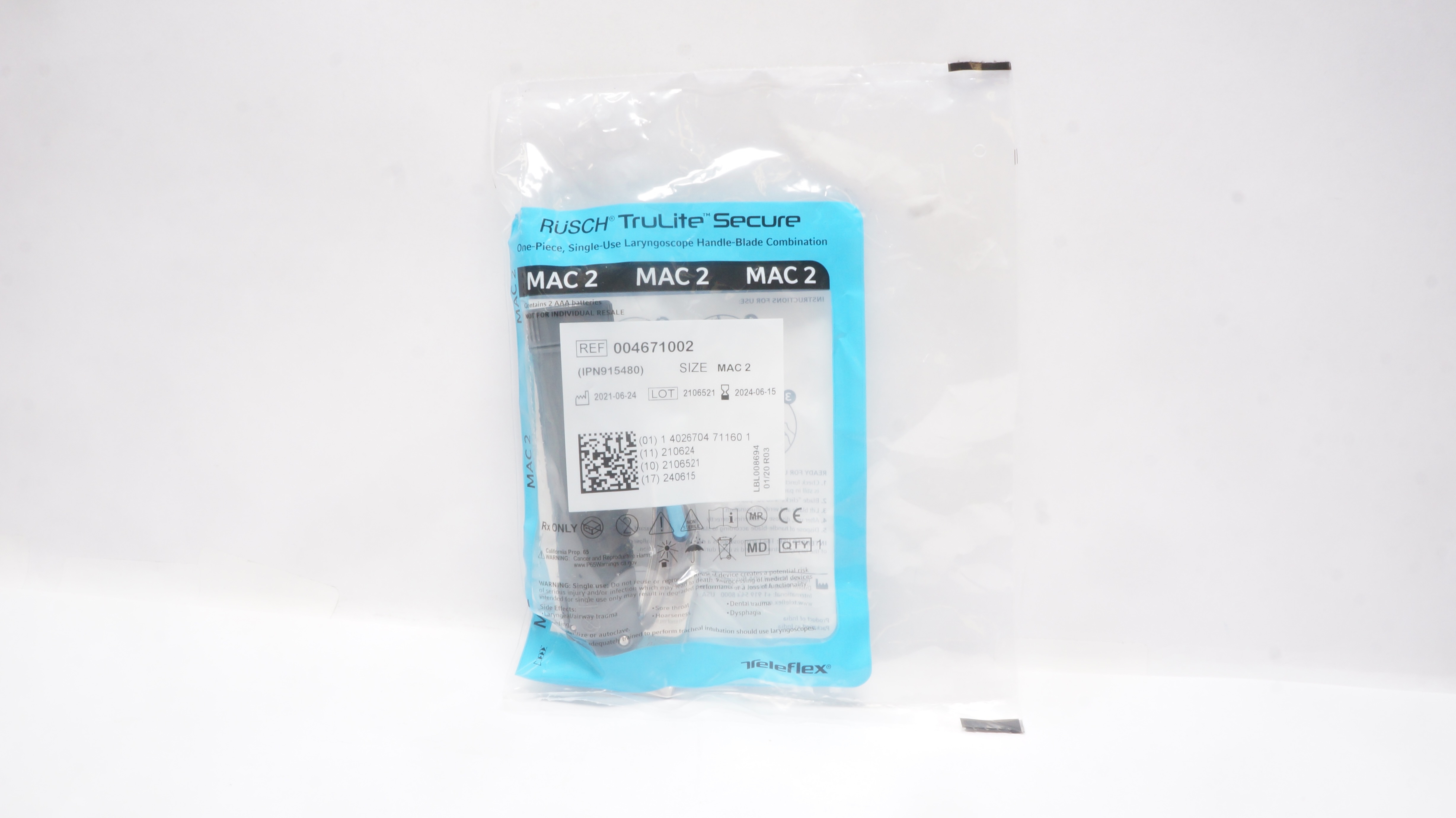 Teleflex 004671002 Rusch TruLite Secure Laryngoscope Handle-Blade Mac 2