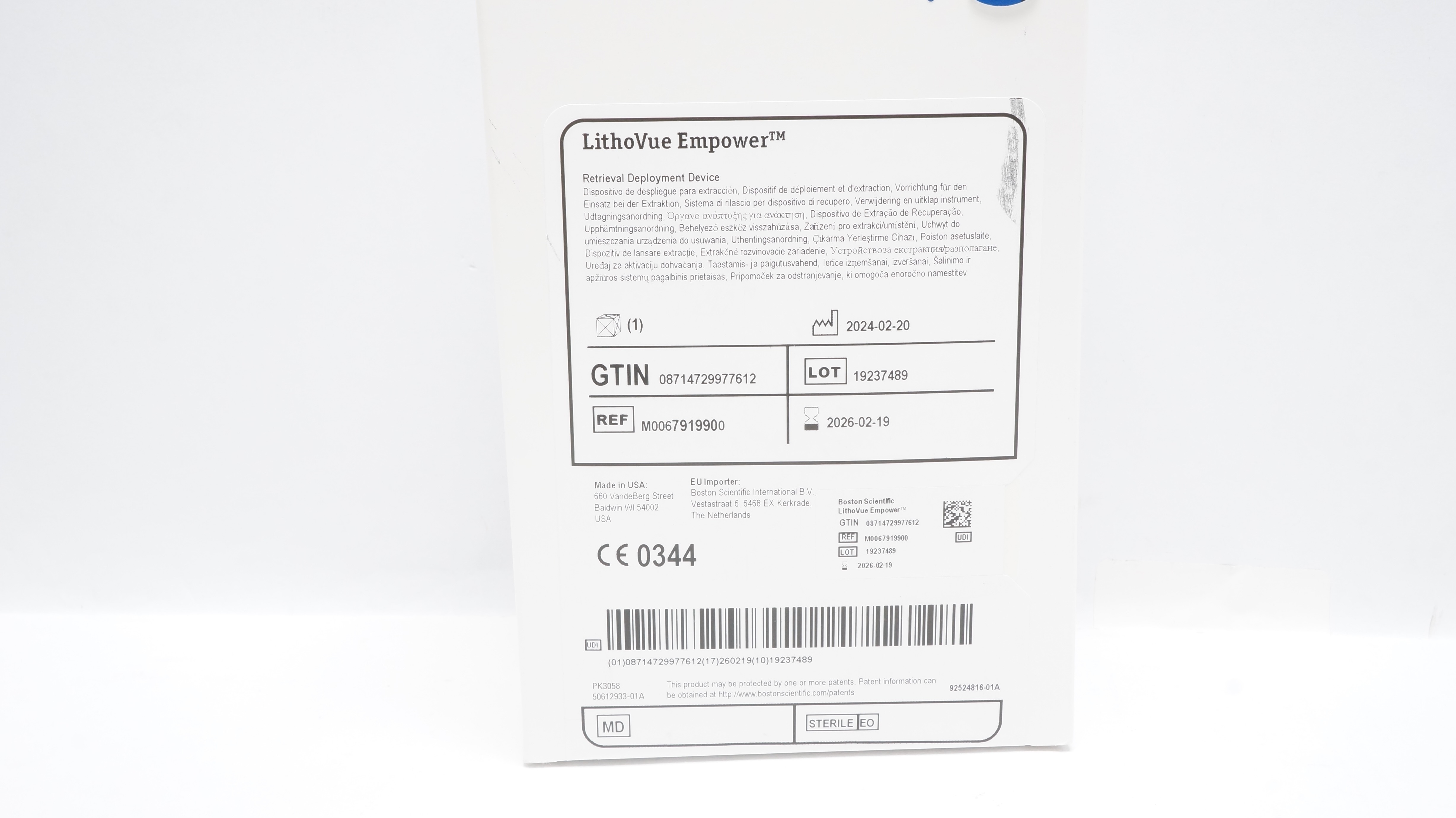 Boston Scientific M0067919900 LithoVue Empower Retrieval Deployment Device