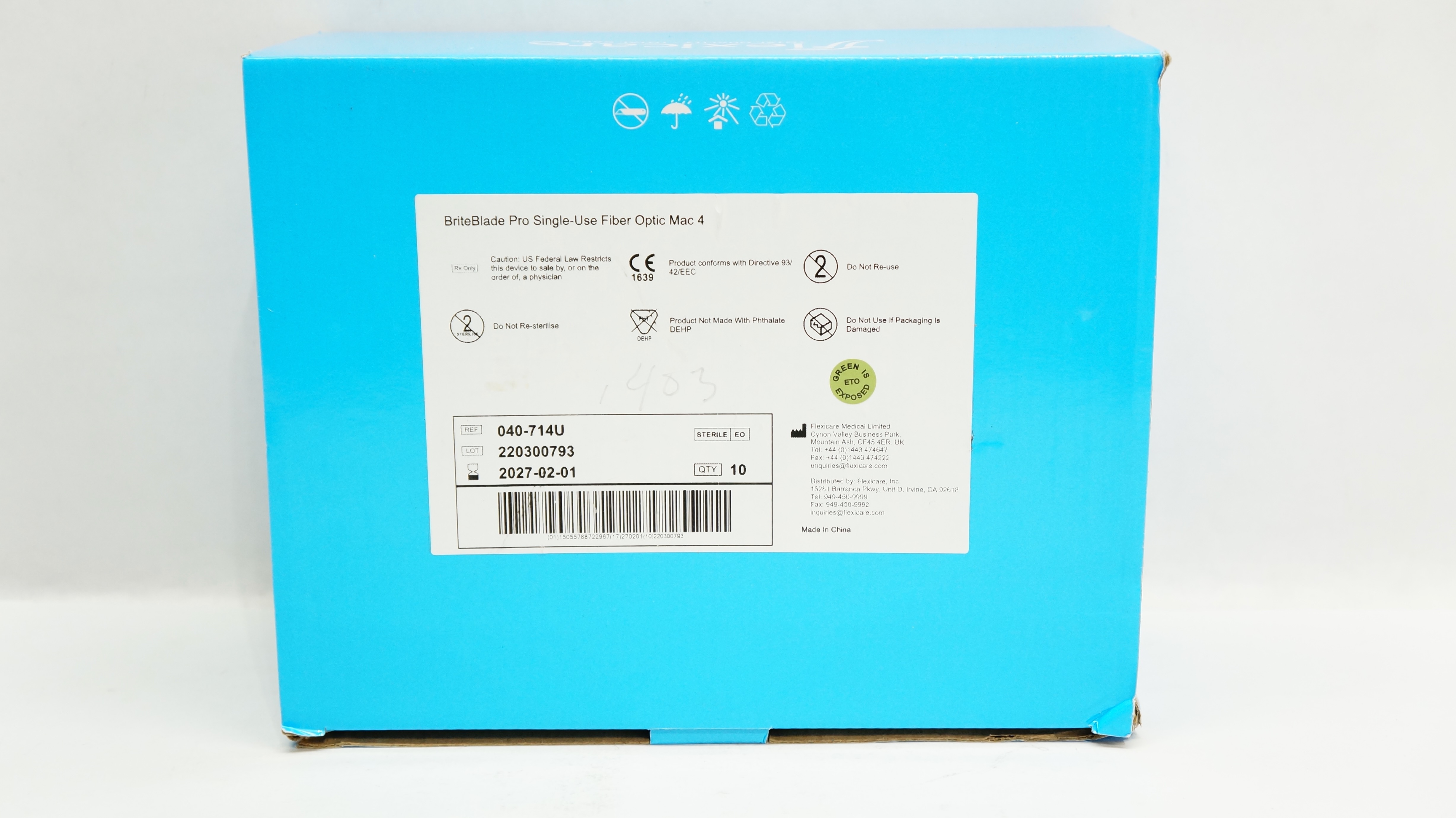 Flexicare 040-714U BriteBlade Pro Single-Use Fiber Optic Mac 4 - Box of 8