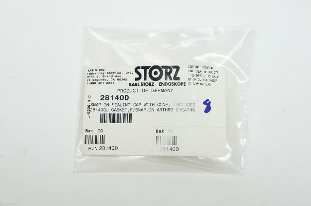 Karl Storz 28140D Snap-In Sealing Cap With Cone Includes 28140GU Gasket