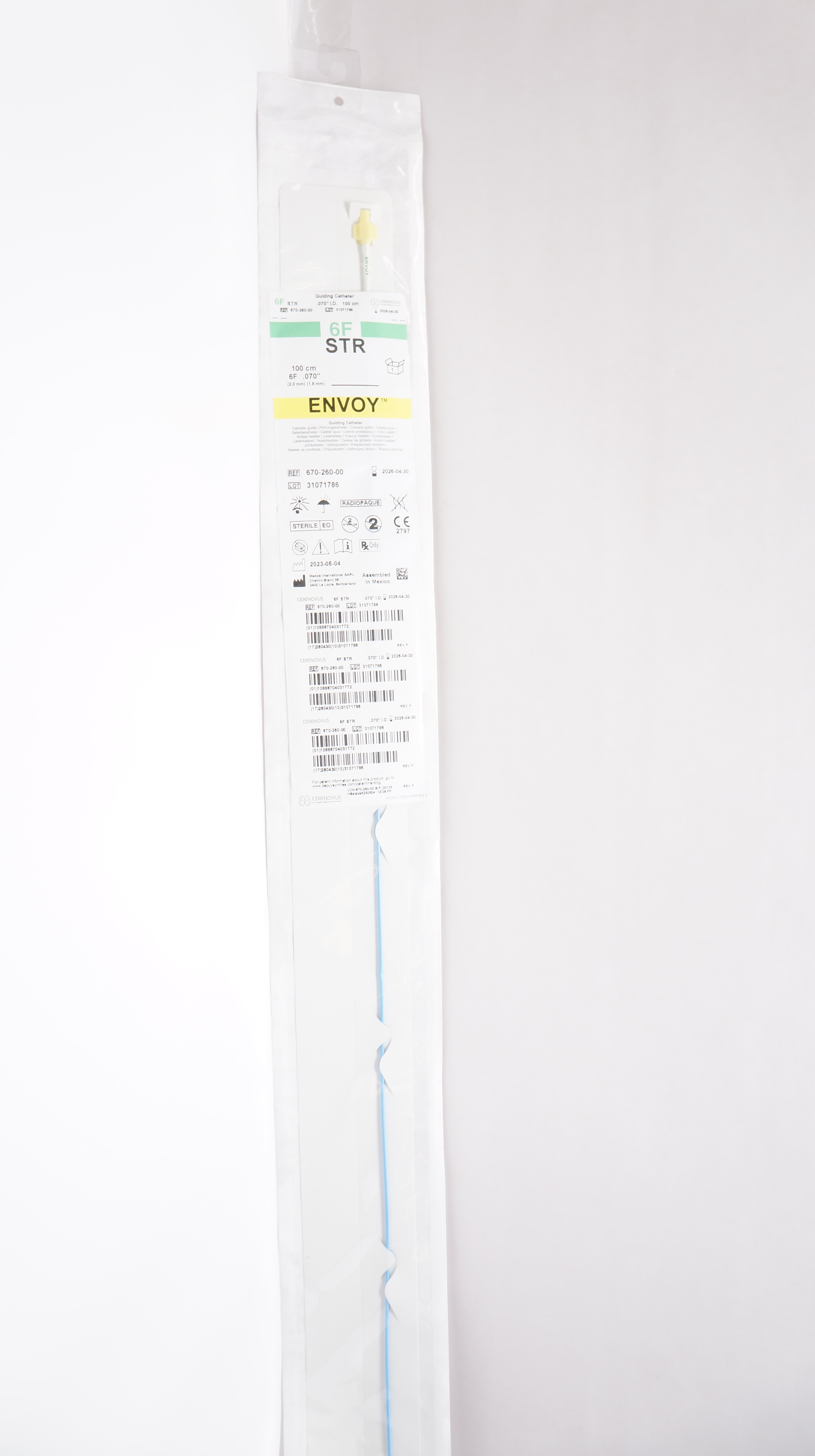 Medos International 670-260-00 CERENOVUS Envoy Guiding Cath. STR  6F x 100cm