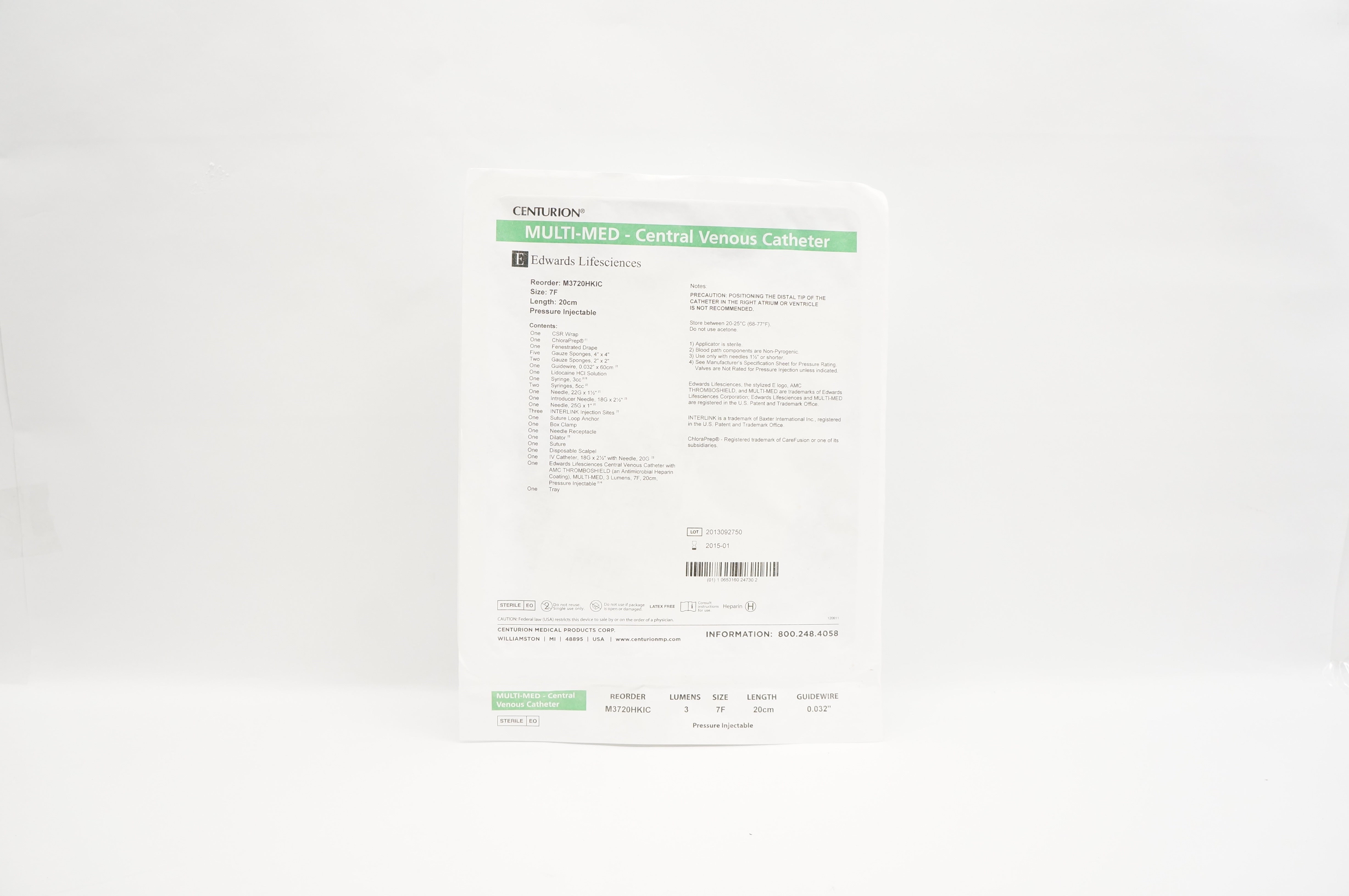 Edwards Lifesciences M3720HKIC Centurion MULTI-MED - Central Venous Cath. (x)
