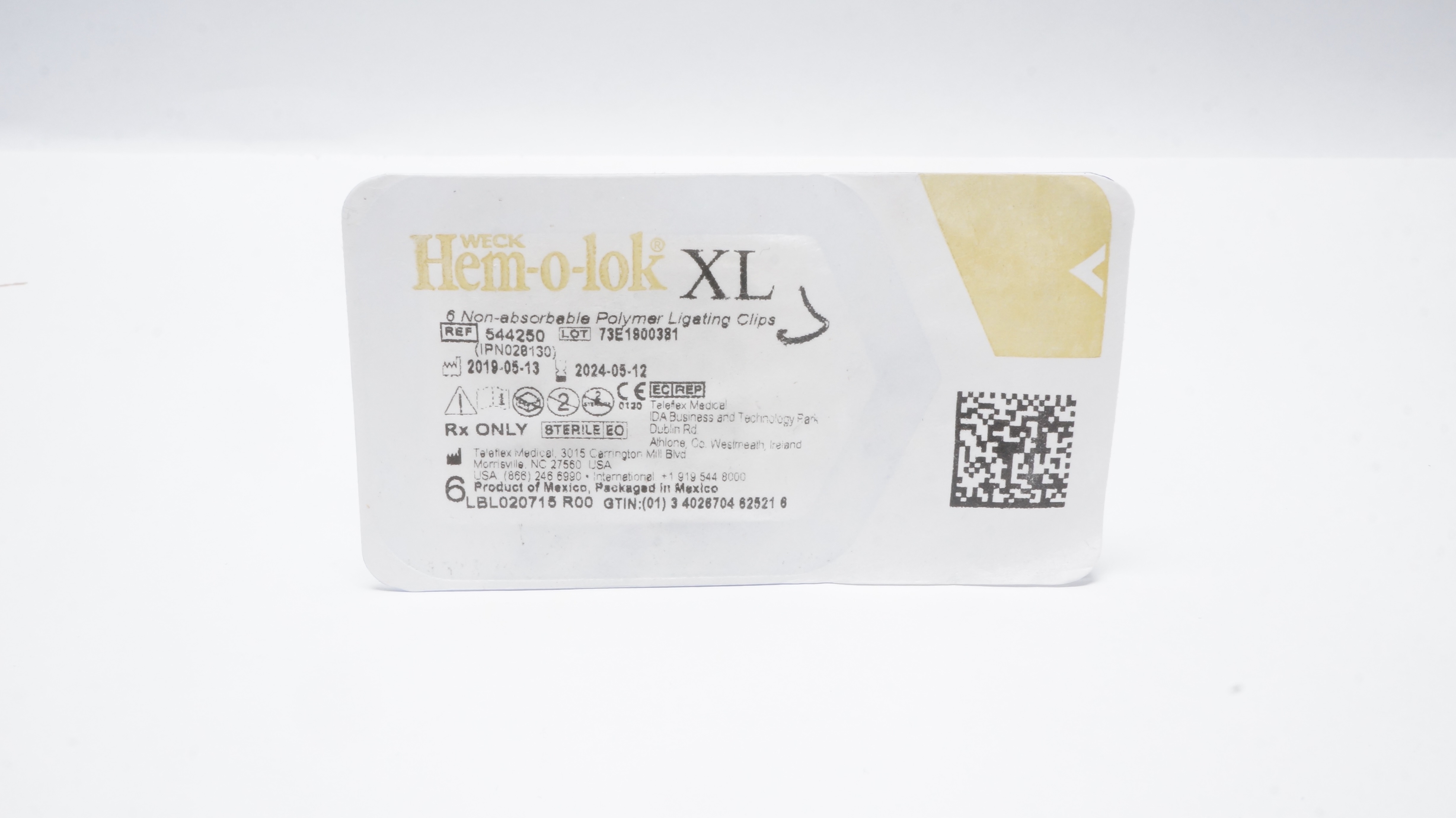 Teleflex 544250 Weck Hem-o-lok XL Non-Absorbable Polymer Ligating Clips 6 (x)