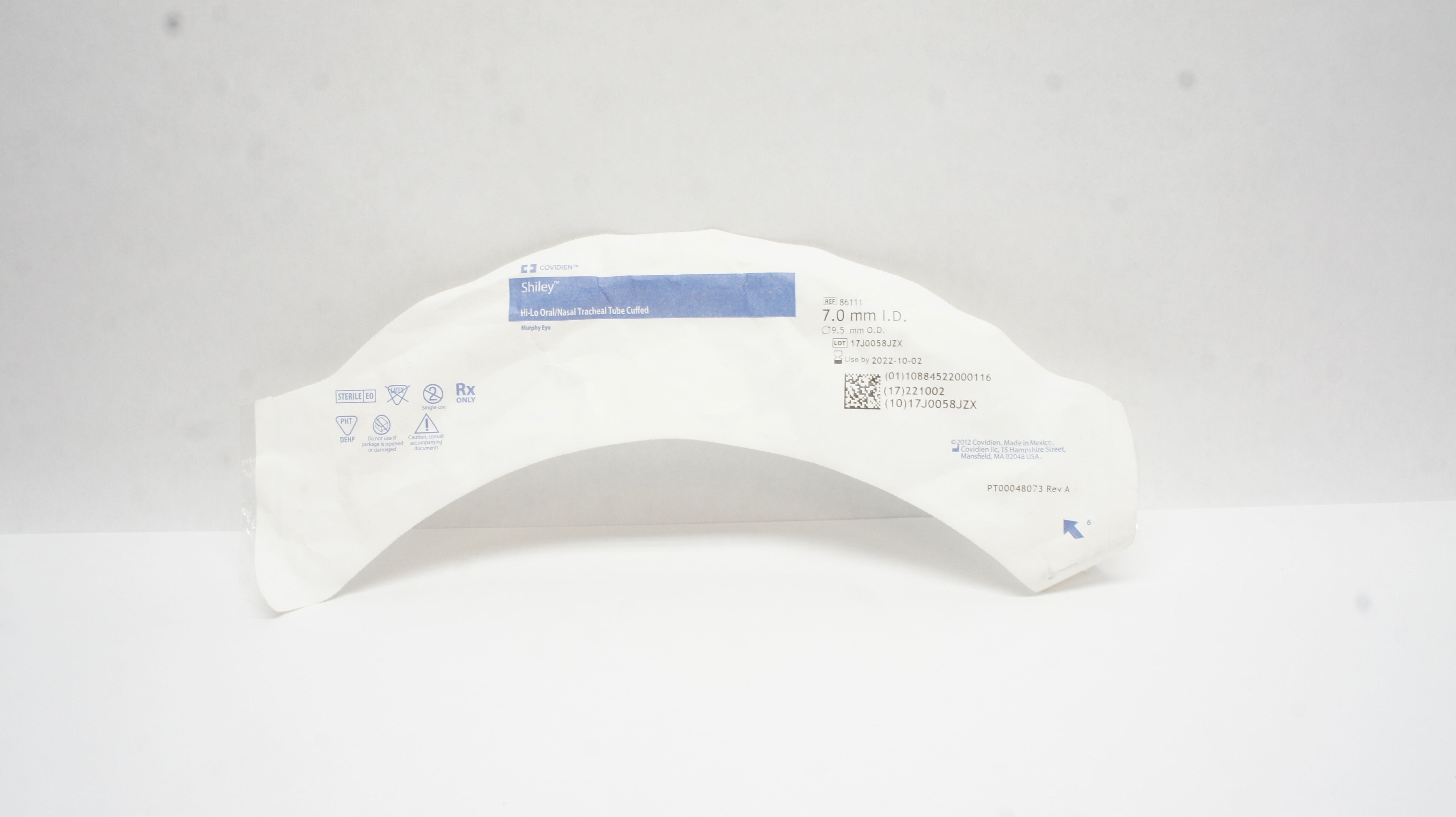 Covidien 86111 Shiley Hi-Lo Oral/Nasal Tracheal Tube Cuffed 7.0 ID x 9.5mm OD(x)