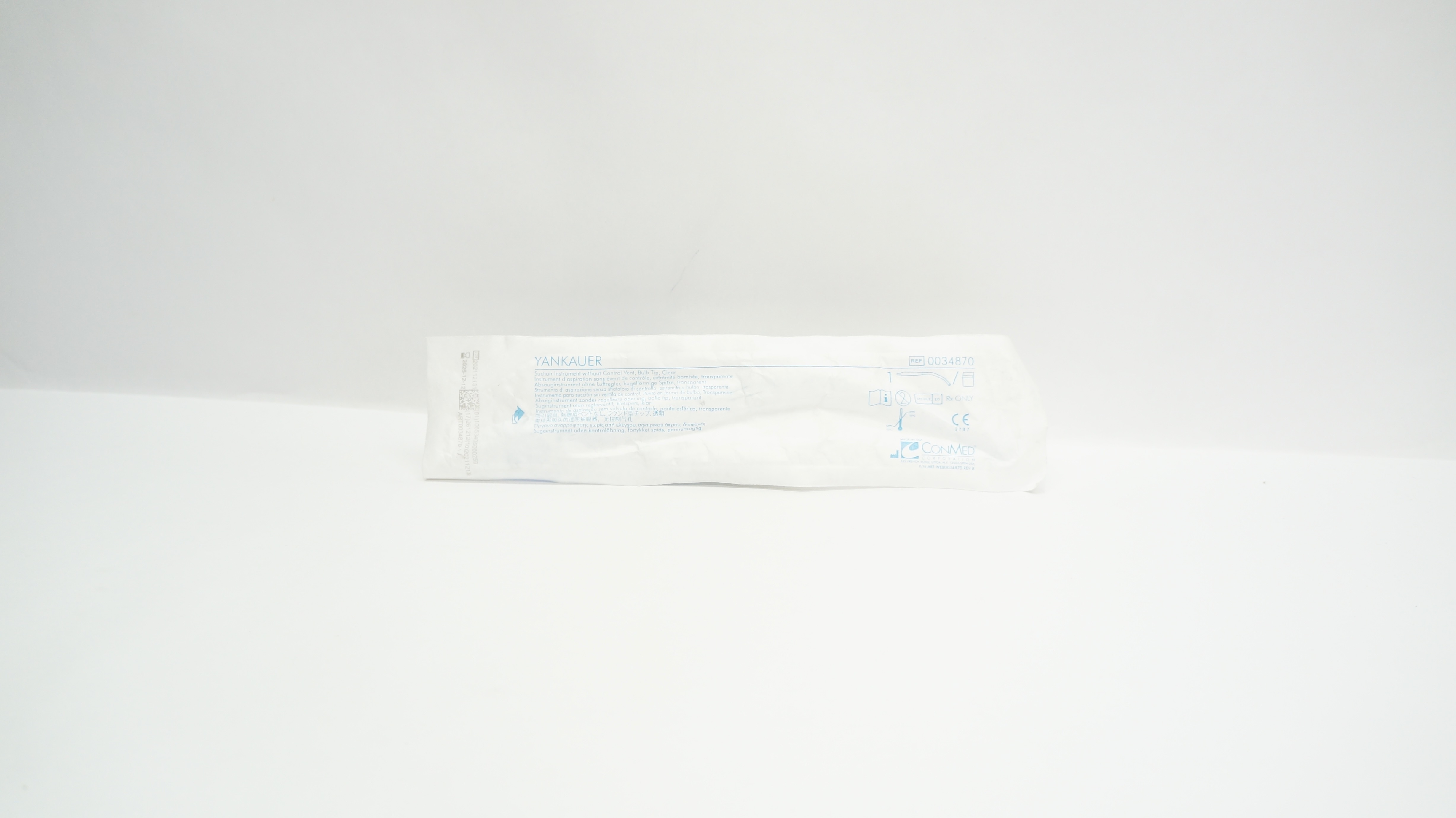 Conmed 0034870 Yankauer Suction Instrument Without Control Vent Bulb Tip Clear