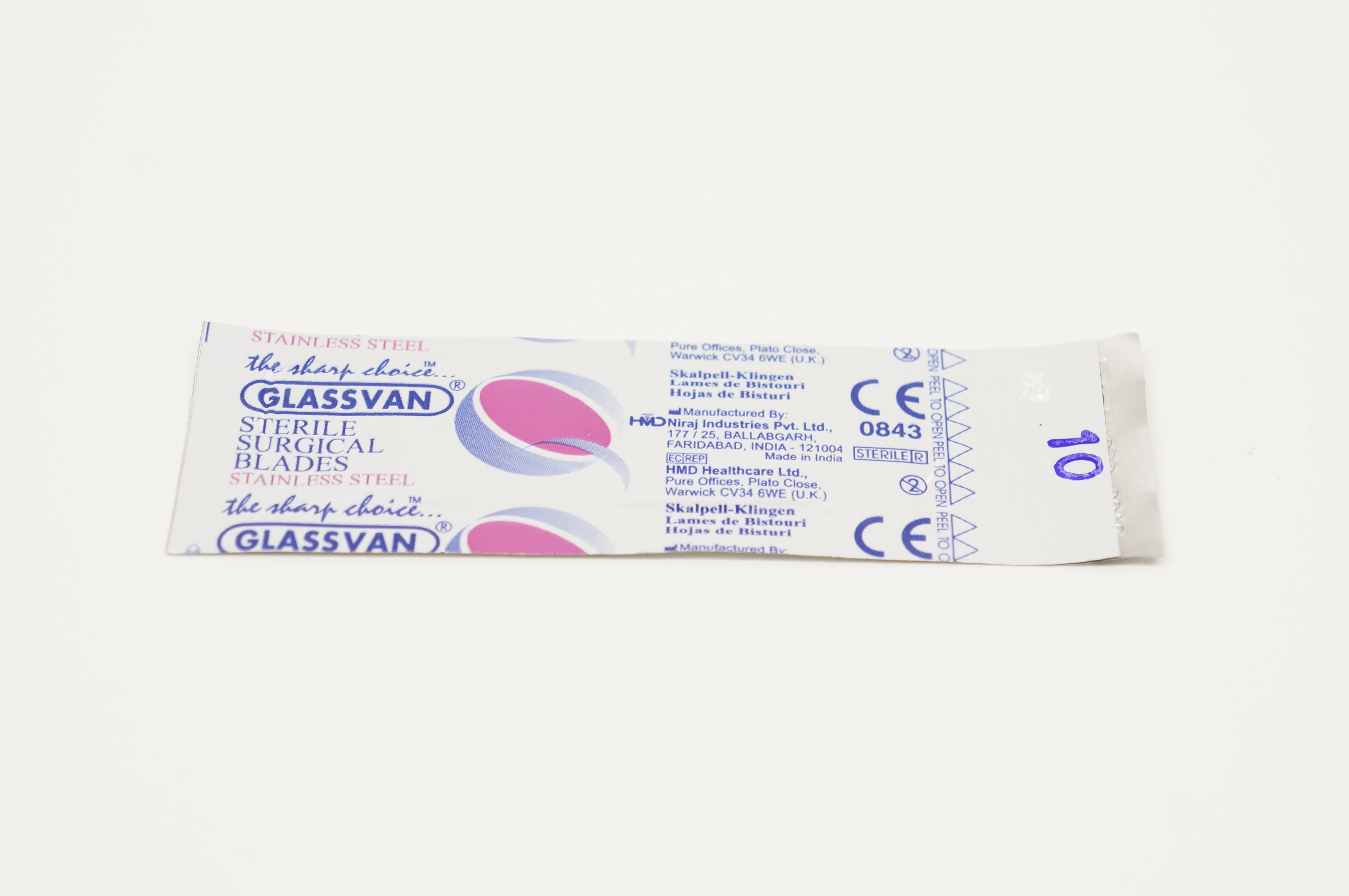 HMD GLASSVAN Sterile Surgical Blades Stainless Steel 10