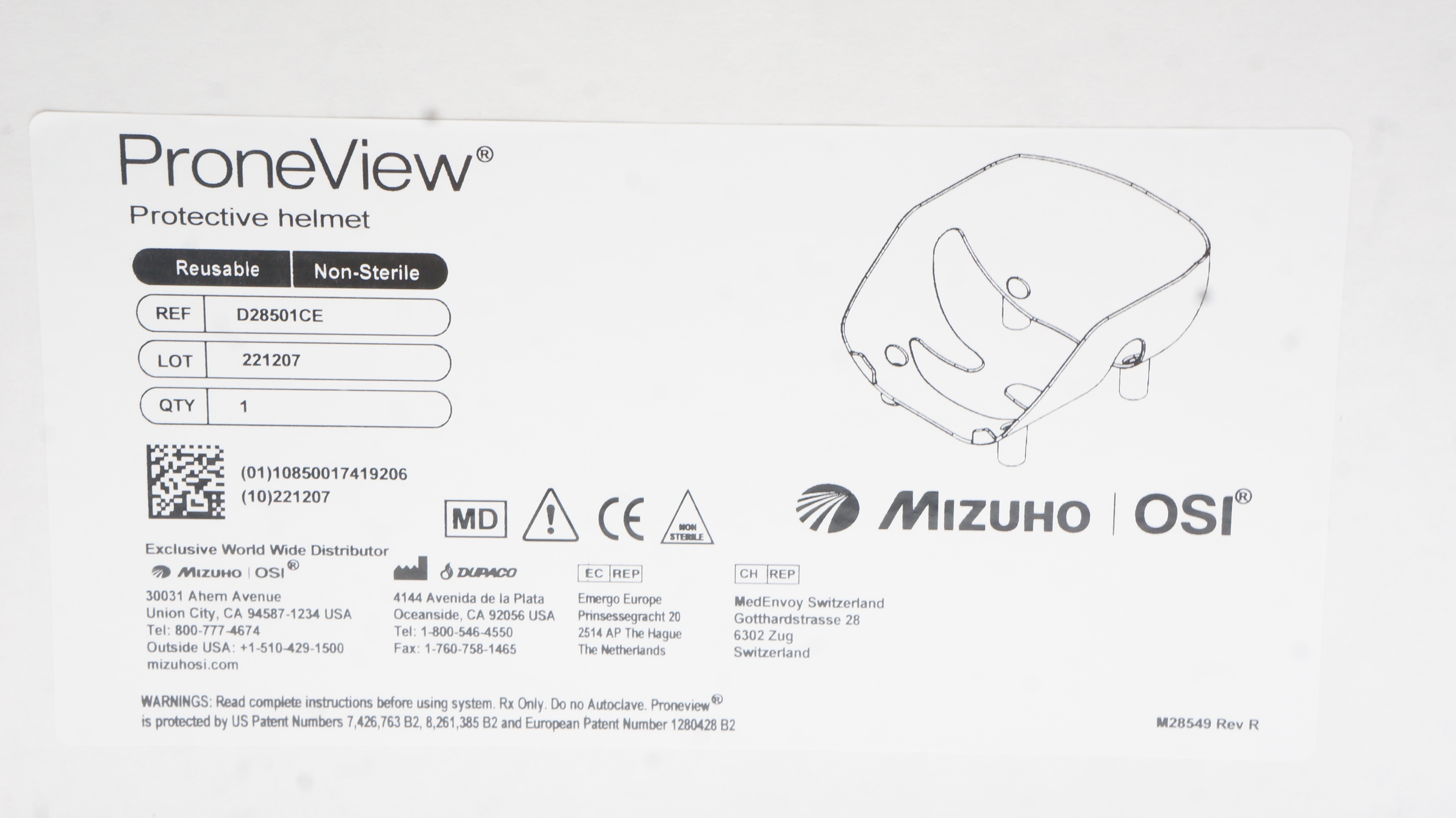 Mizuho OSI D28501CE Prone View Protective Helmet