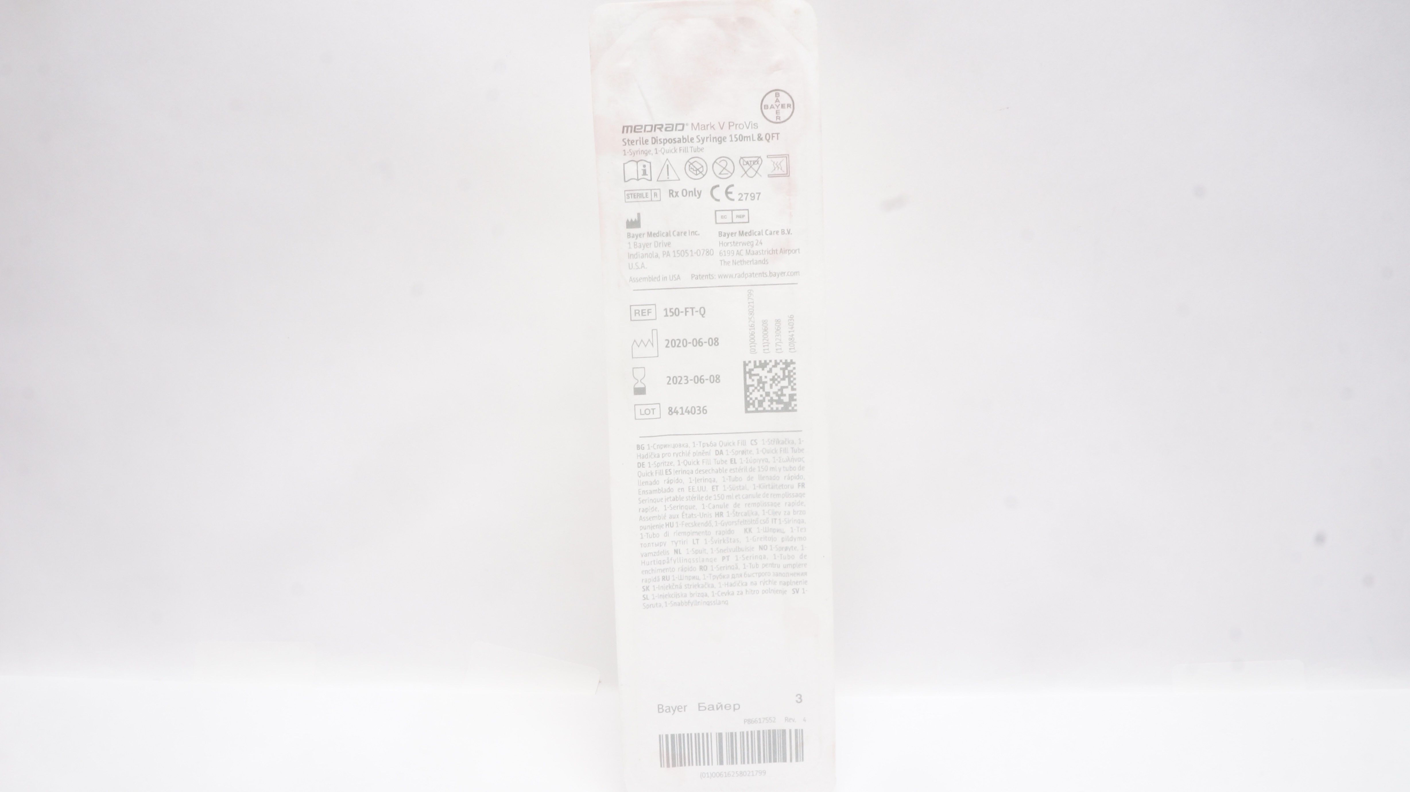 Bayer 150-FT-Q MEDRAD Sterile Disposable Syringe 150ml & QFT (x)