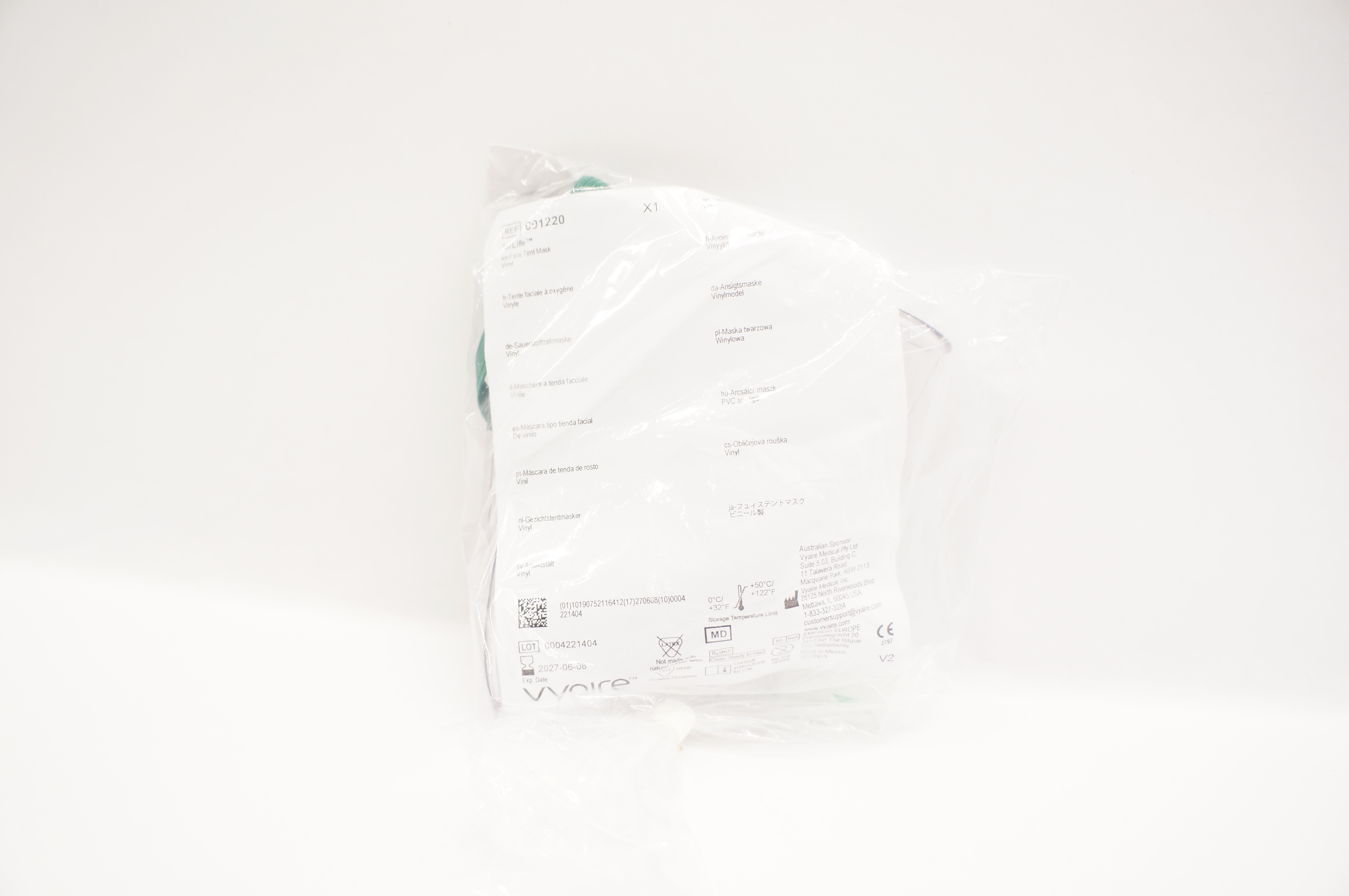 Vyaire 001220 AirLife Face Tent Mask Vinyl