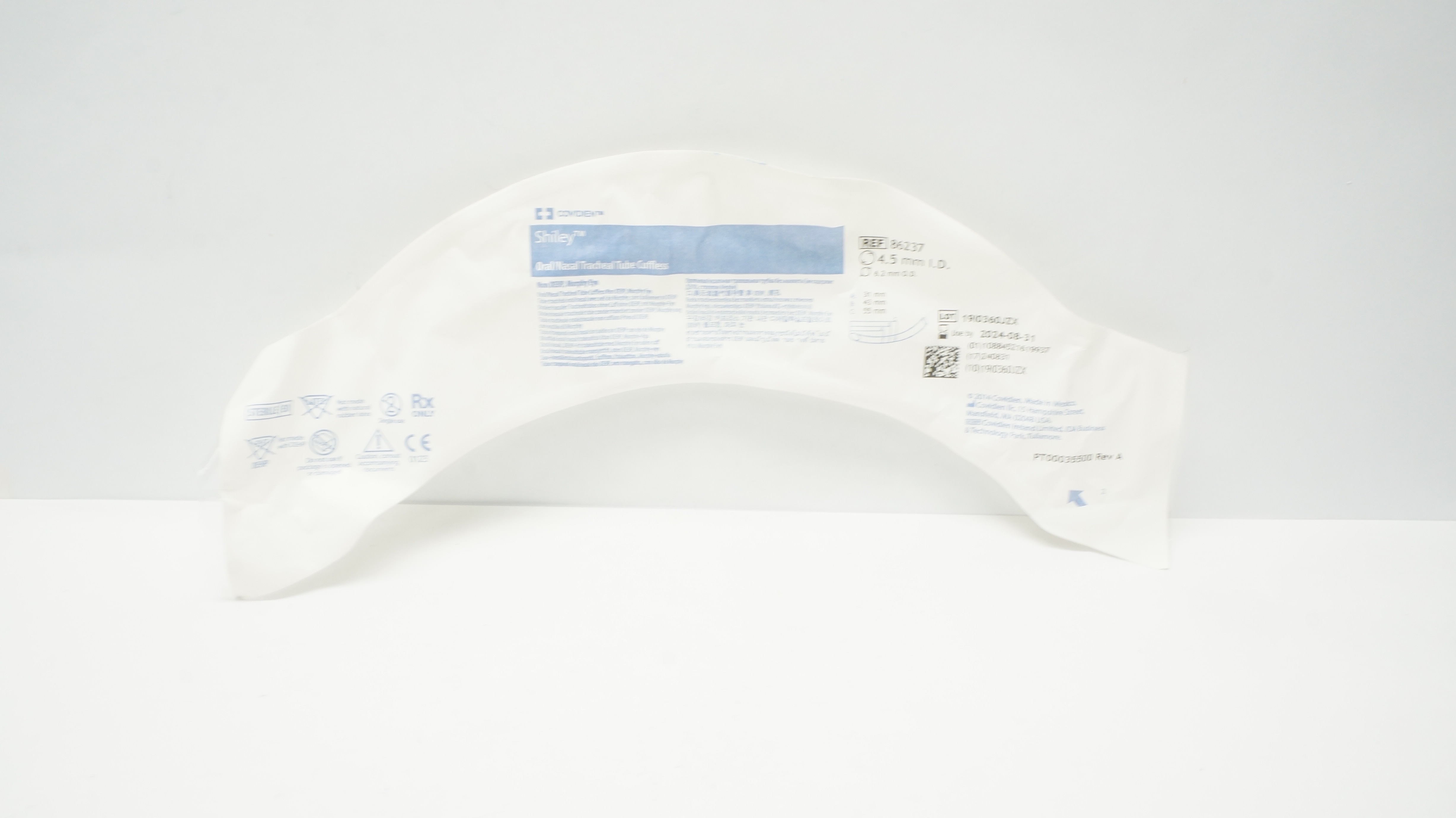 Covidien 86237 Shiley Oral/Nasal Tracheal Tube Cuffless 4.5 I.D. x 6.2mm O.D.(x)