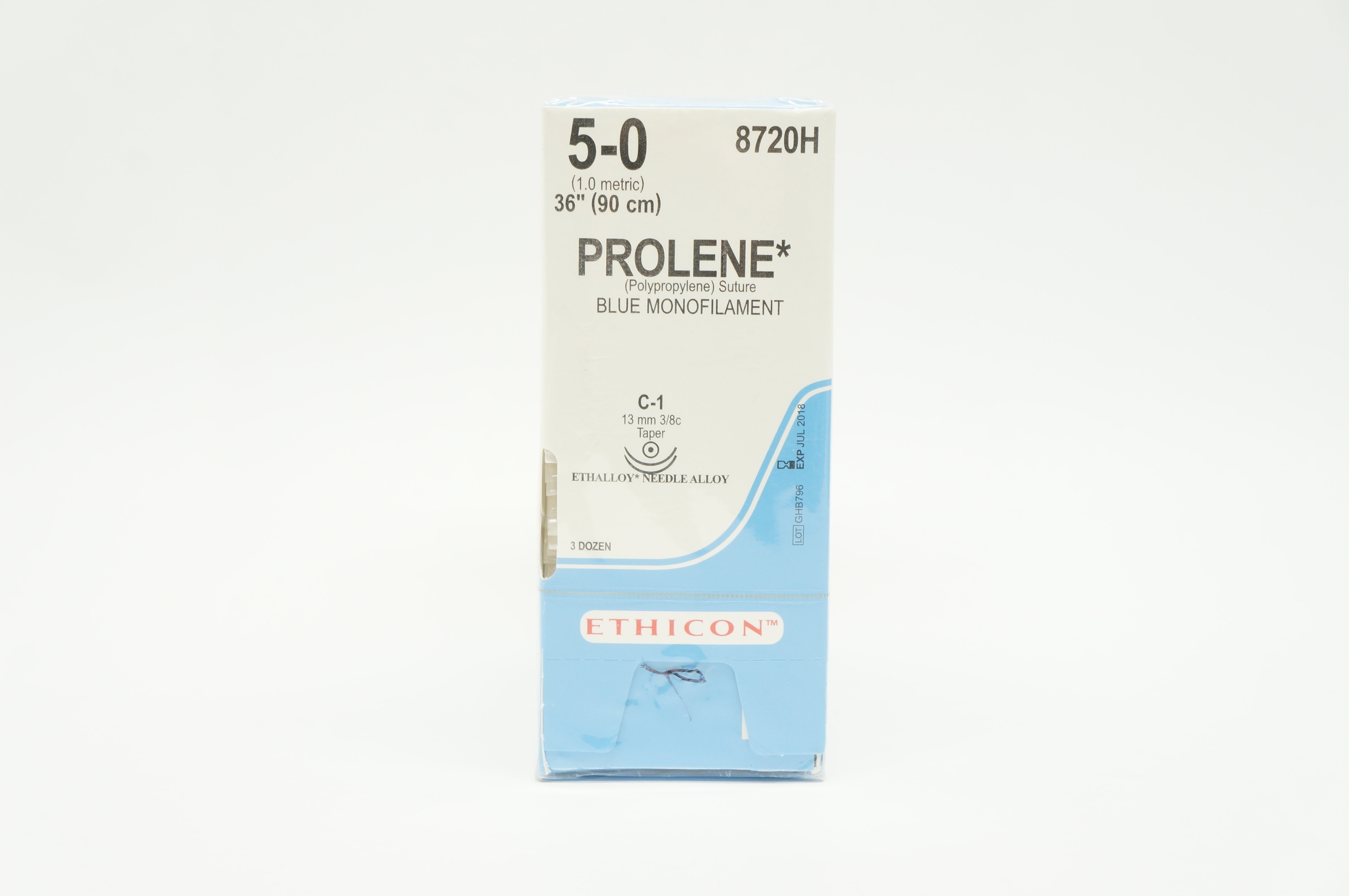 Ethicon 8720H 5-0 Prolene Stre C-1 13mm 3/8c Taper (x) - Box of 36
