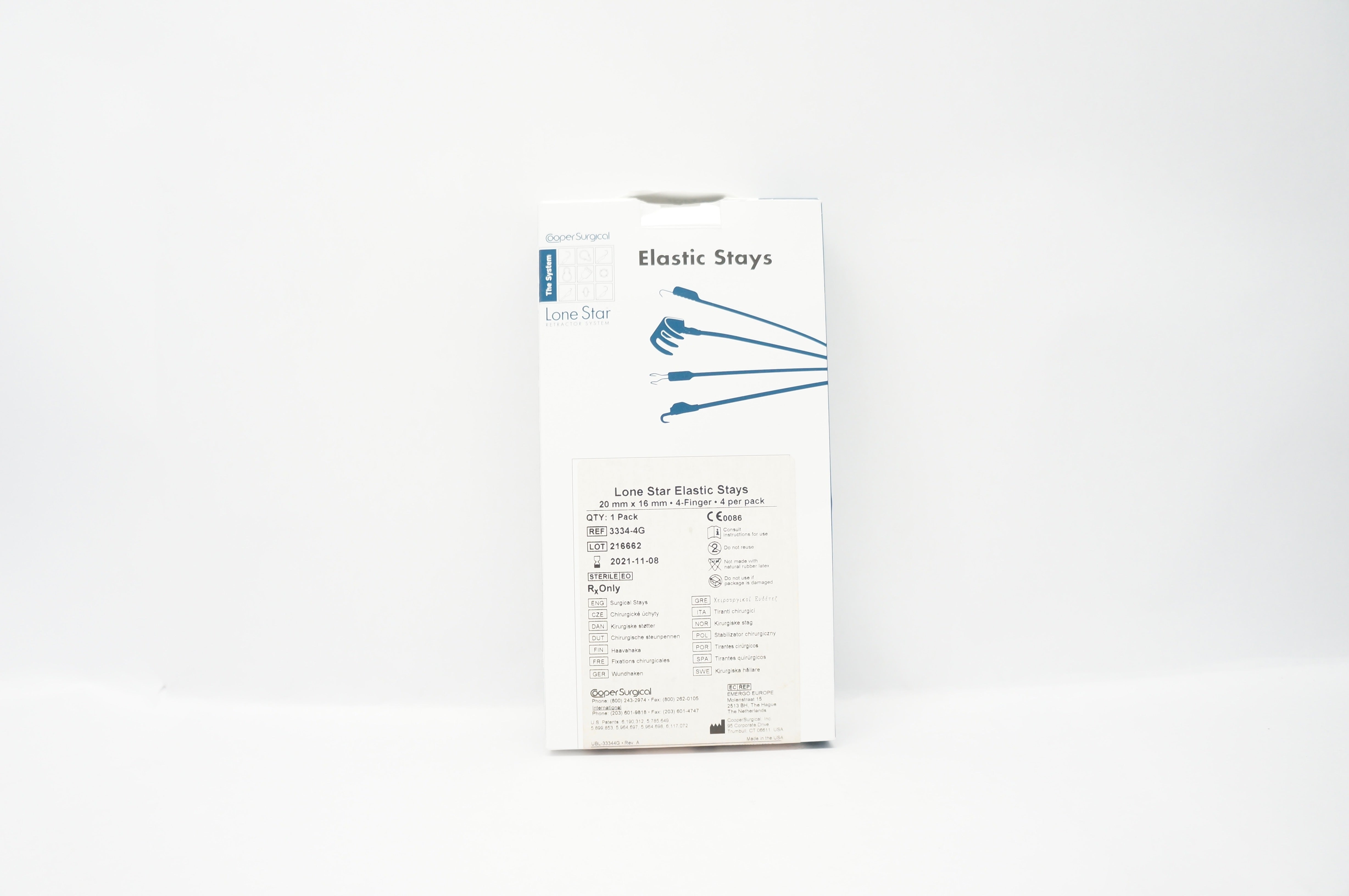 Cooper Surgical 3334-4G Lone Star Elastic Stays 20 x 16mm 4-Finger (x)-Pack of 4