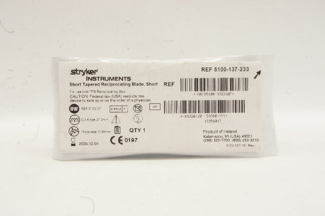Stryker 5100-137-233 Short Tapered Reciprocating Blade 27.0mm x 0.38mm (x)