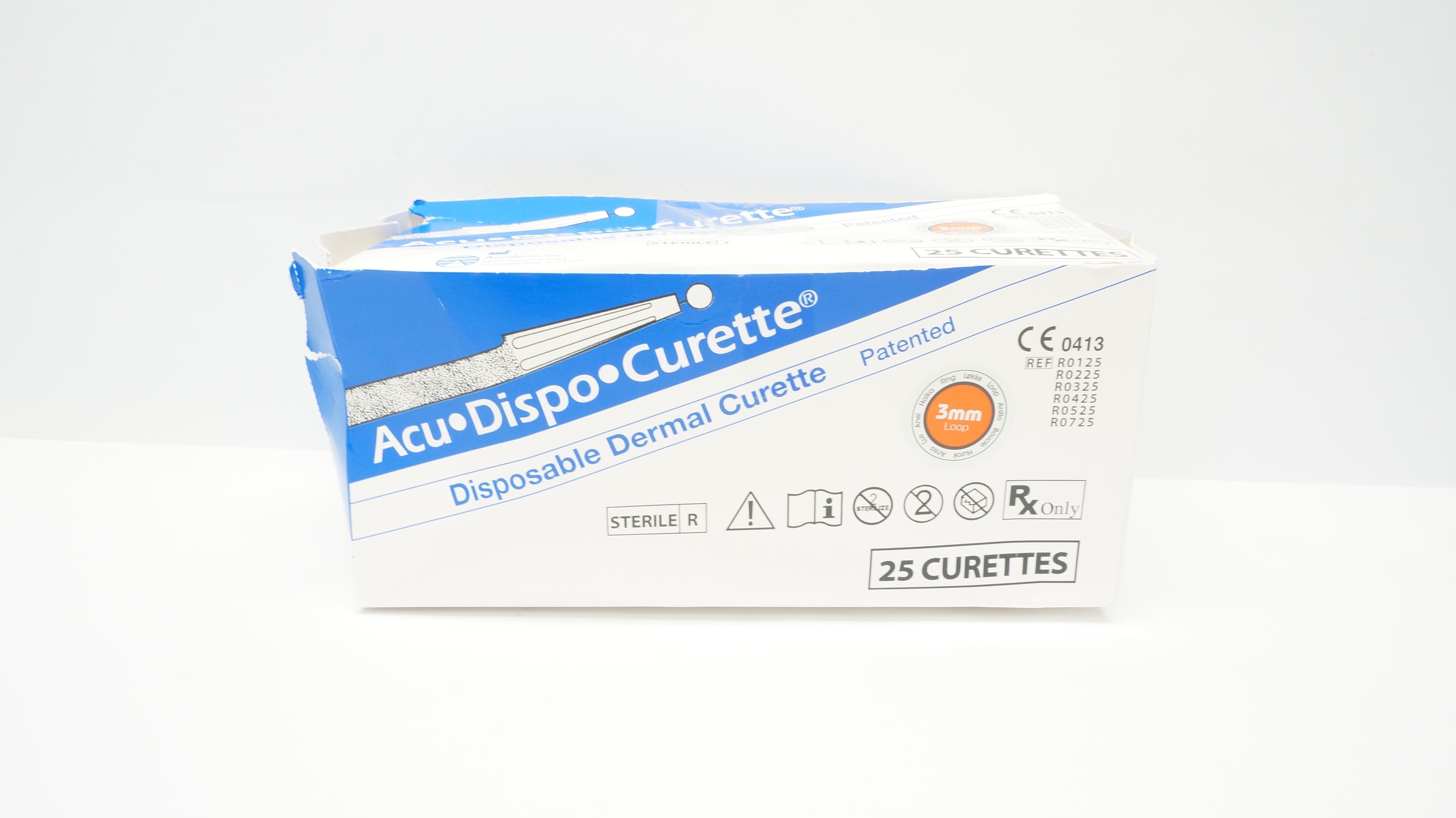 Acuderm R0325 Acu Disposable Dermal Curette 3mm Loop - Box of 22