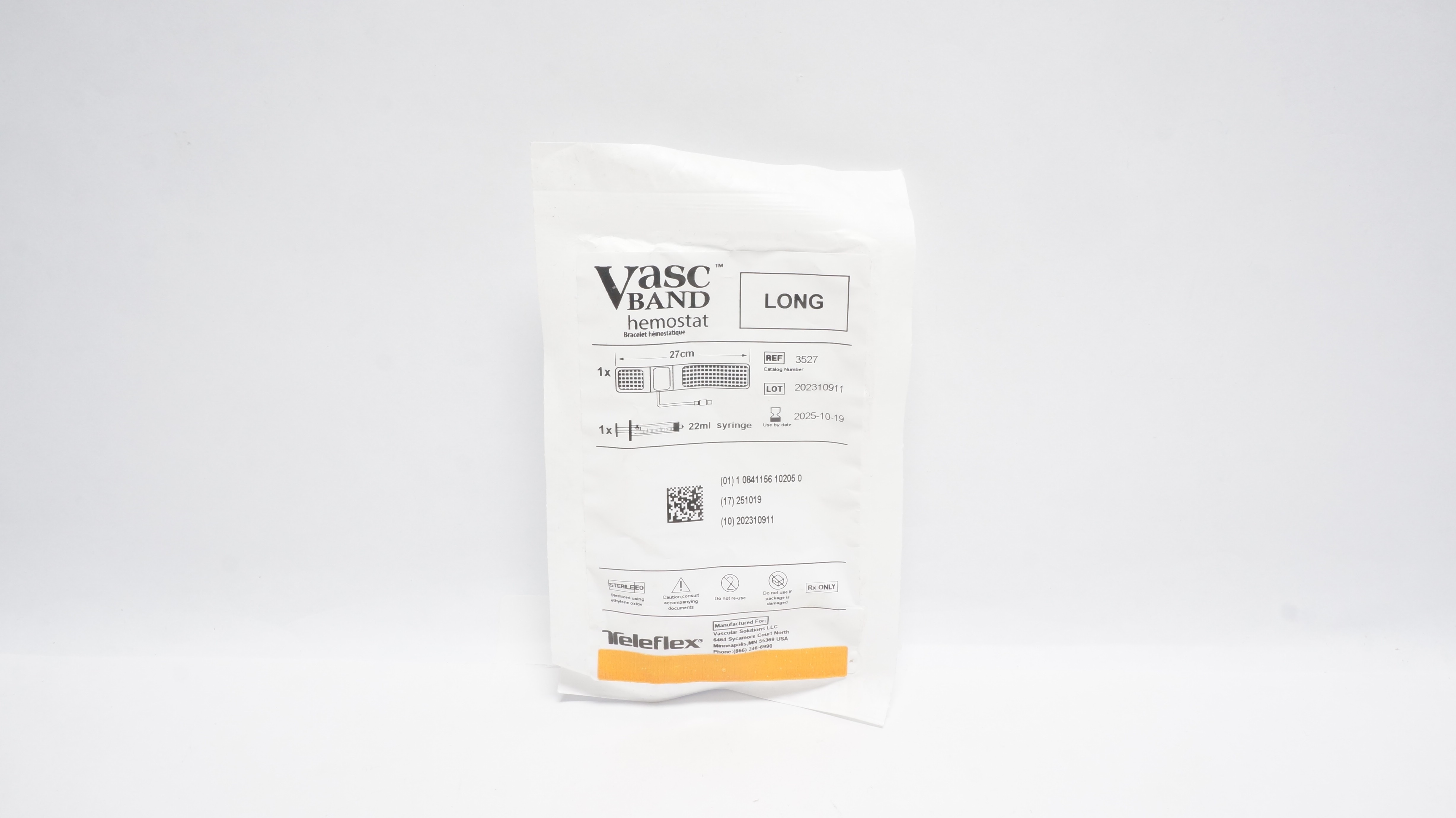 Vascular Solutions 3527 Teleflex Vasc Band Hemostat Long 27cm, 22ml Syringe (x)