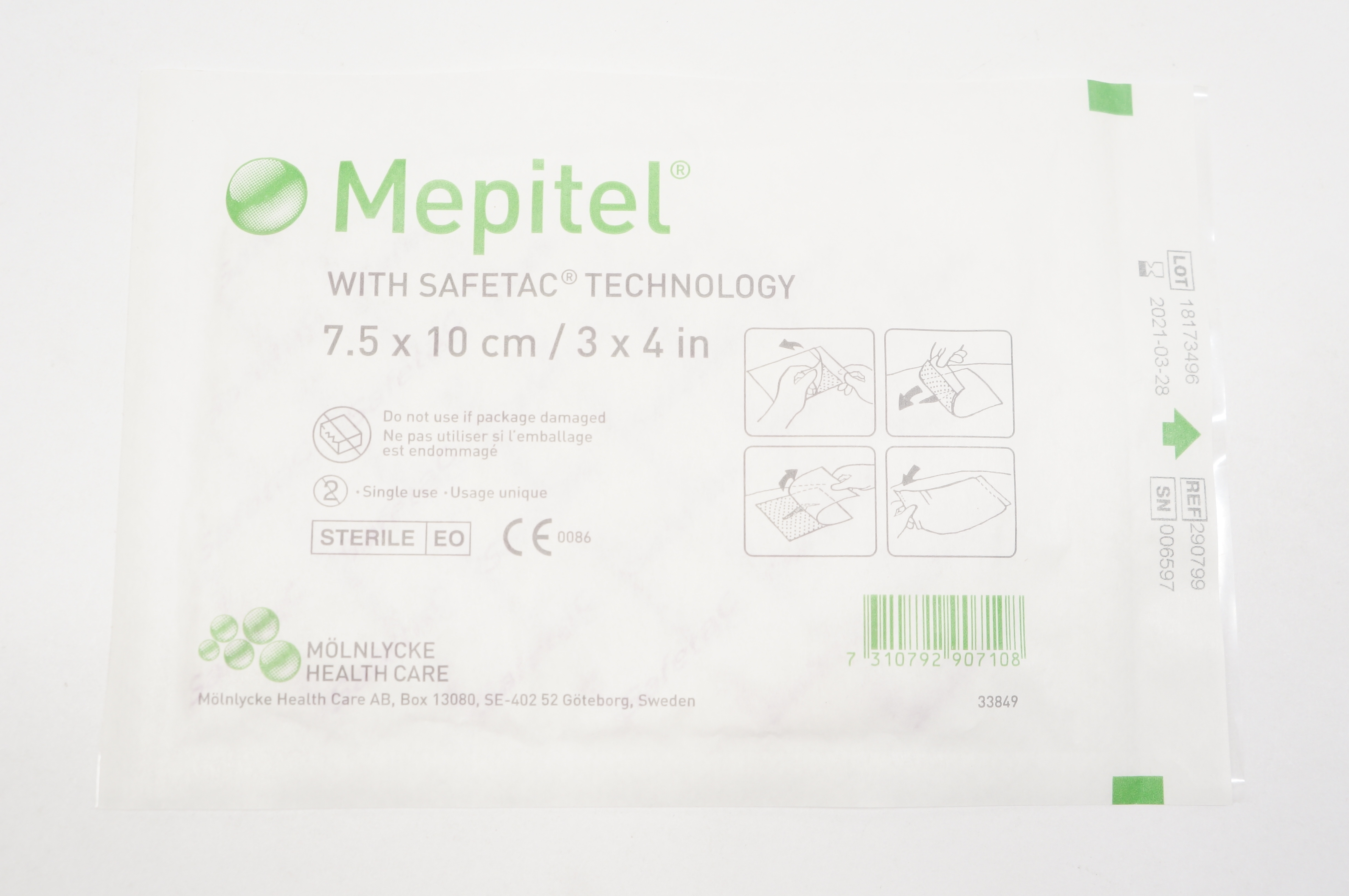Molnlycke Health Care 290799 Mepitel With Safetac Technology 3 x 4inch