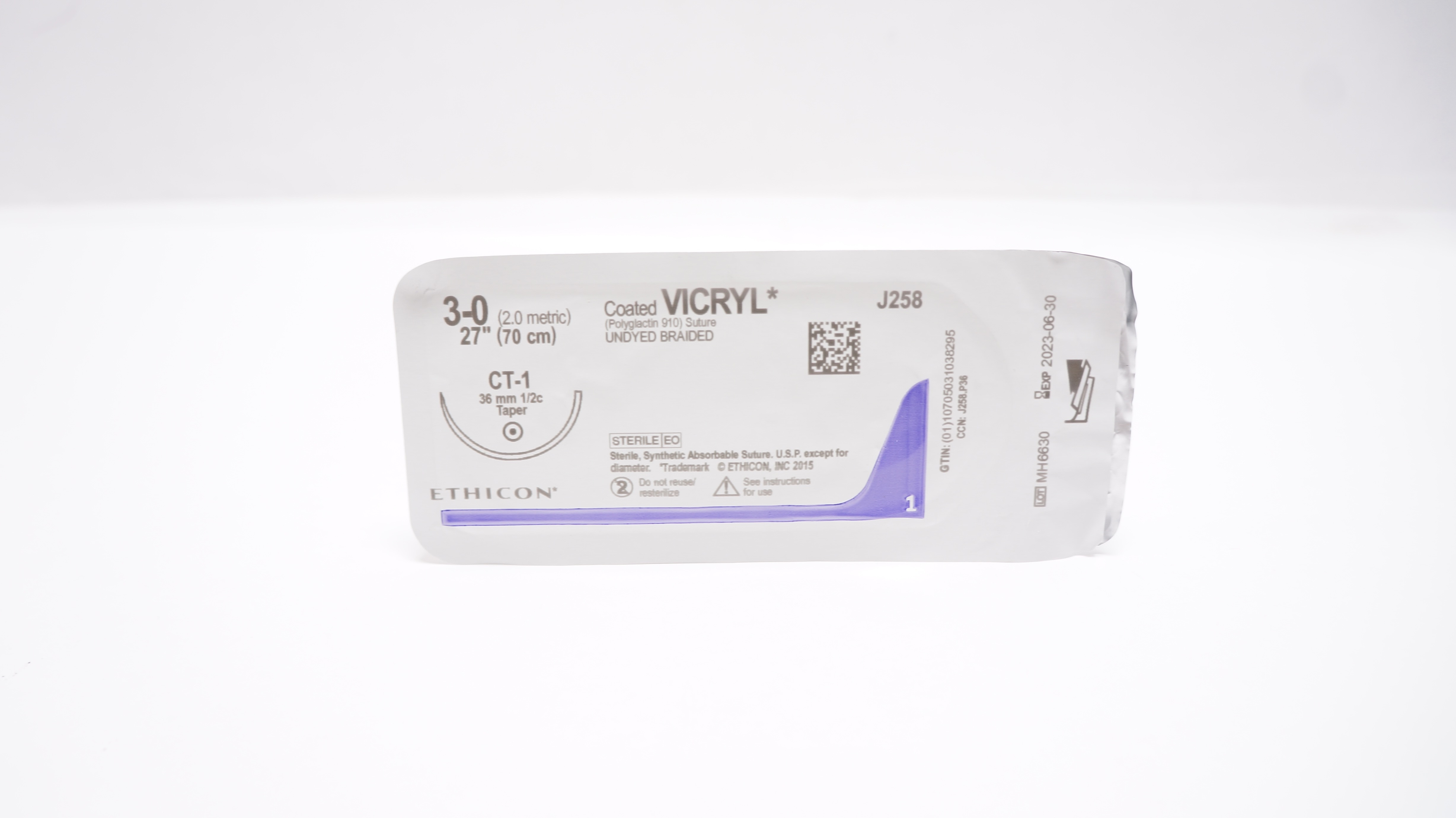 Ethicon J258 3-0 VICRYL, CT-1, 36mm 1/2c Taper, 27inch (x)