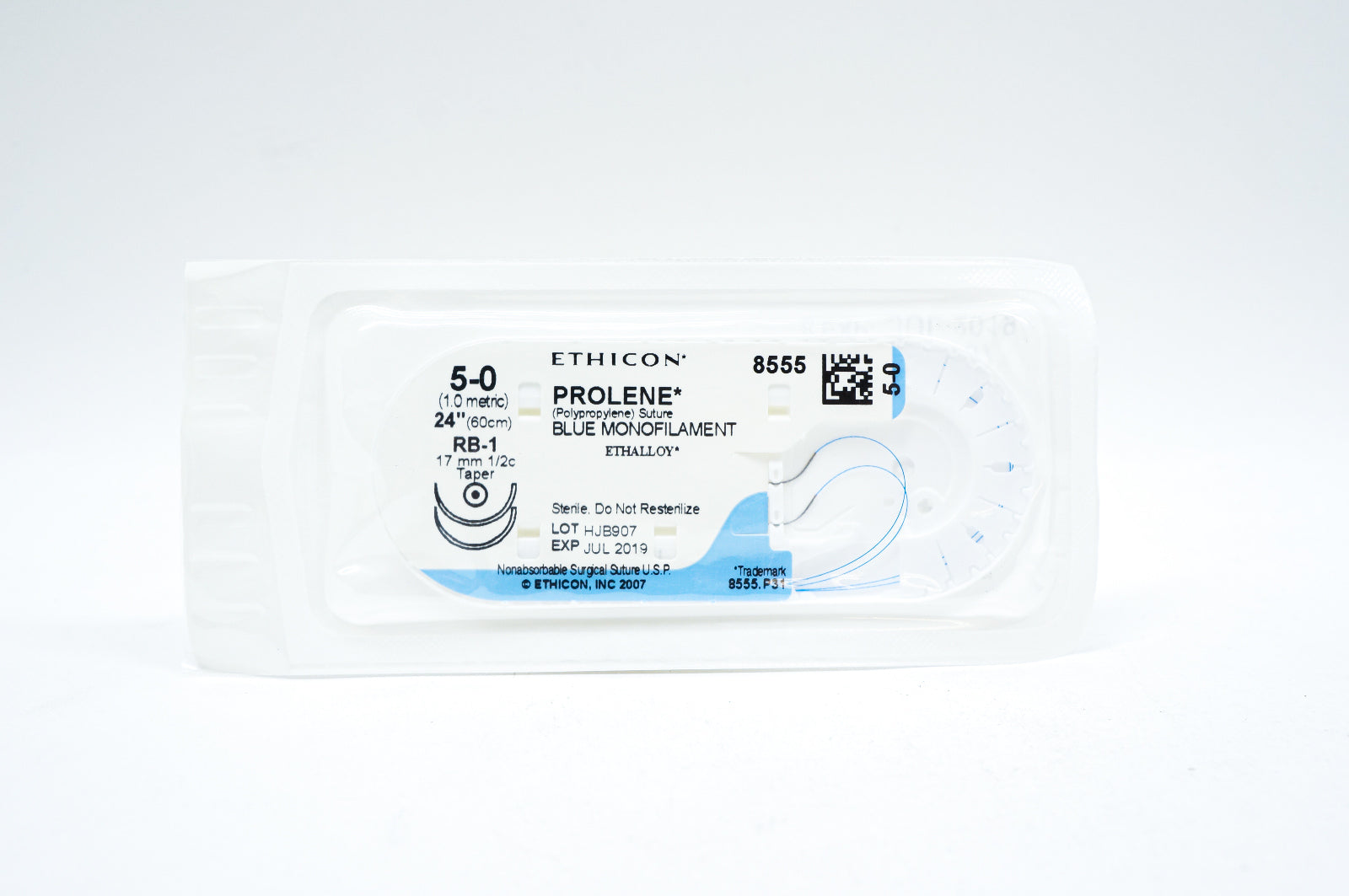 Ethicon 8555 5-0 PROLENE, RB-1 17mm 1/2c Taper, 24inch (x) - Lot of 34