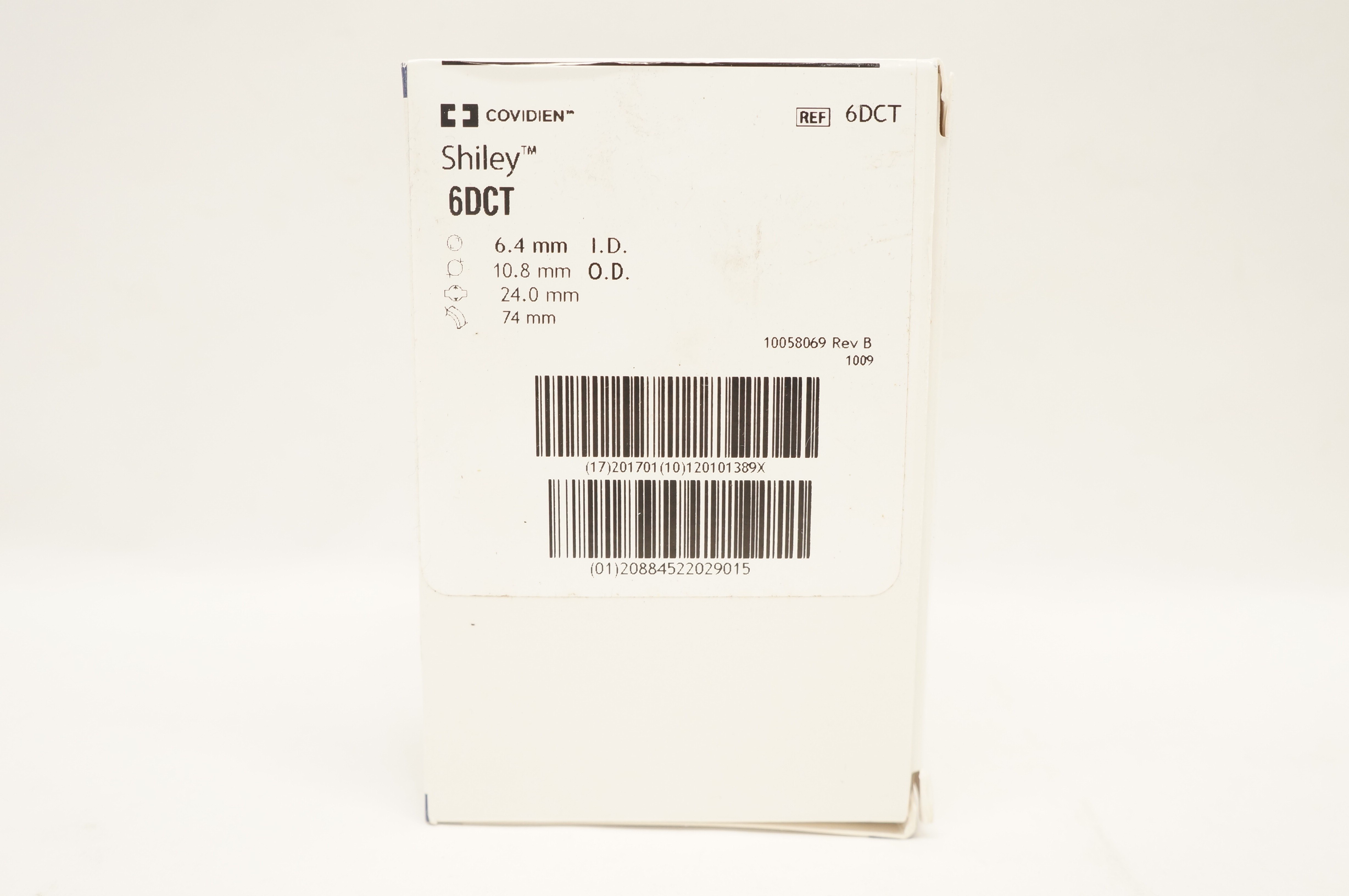 Covidien 6DCT Shiley Tracheostomy Tube Cuffed 6.4 ID x 10.8 OD x 24.0 x 74mm (x)