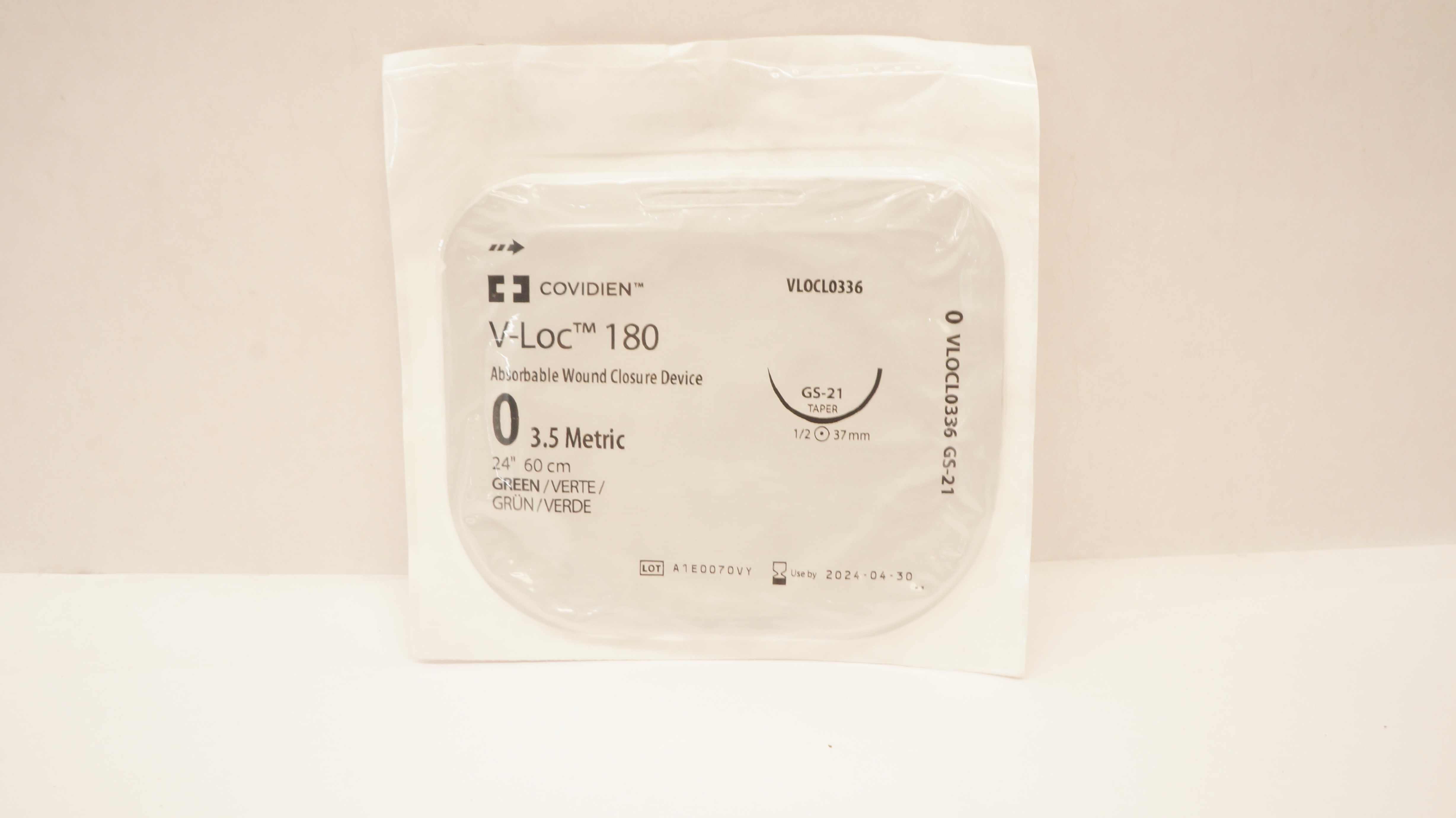 Covidien VLOCL0336 V-Loc 180 0 24inch Absorbable Wound Closure Device GS-21 37mm