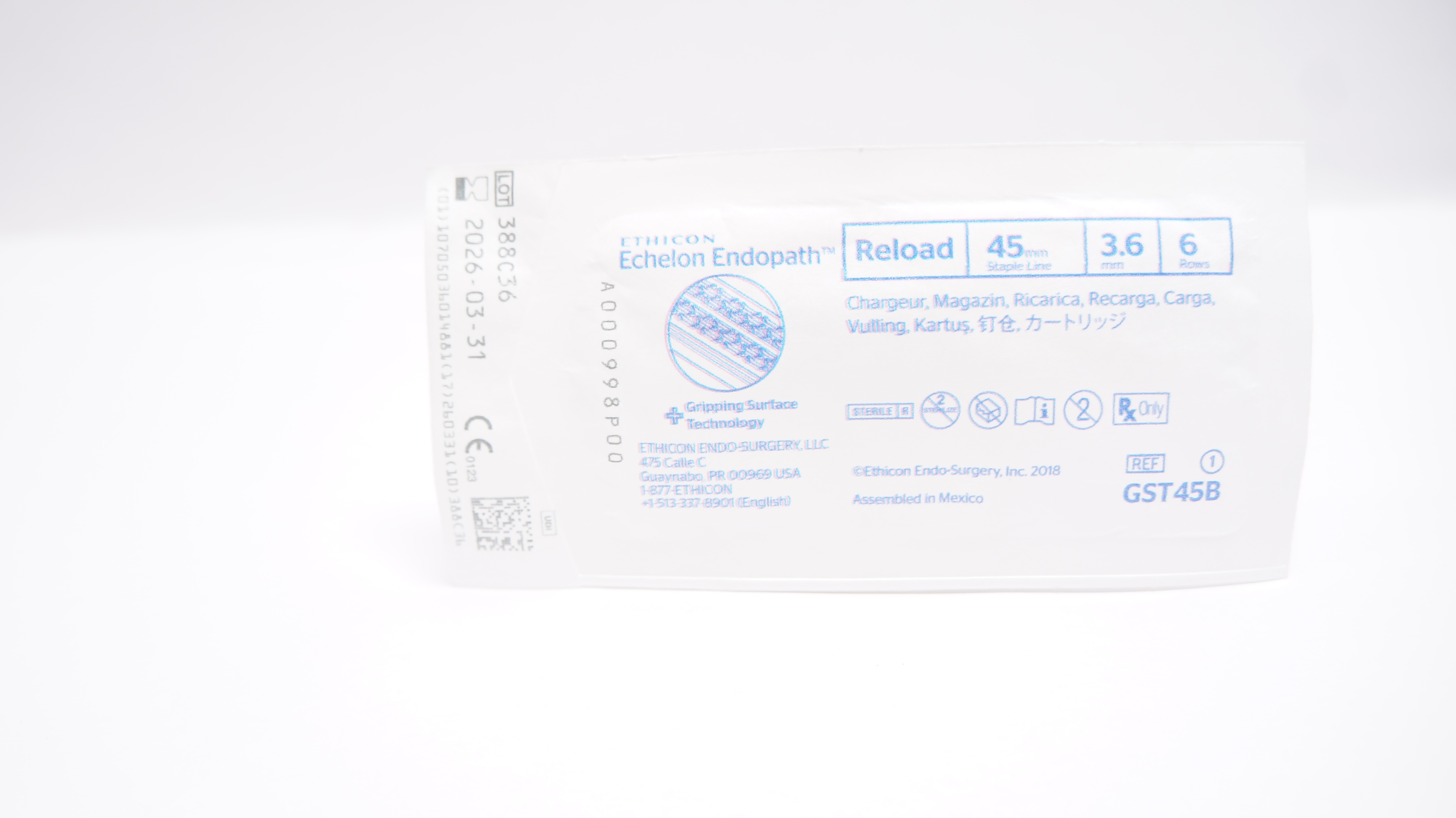 Ethicon GST45B Echelon Endopath Reload 45mm Staple Line 3.6mm 6 Rows