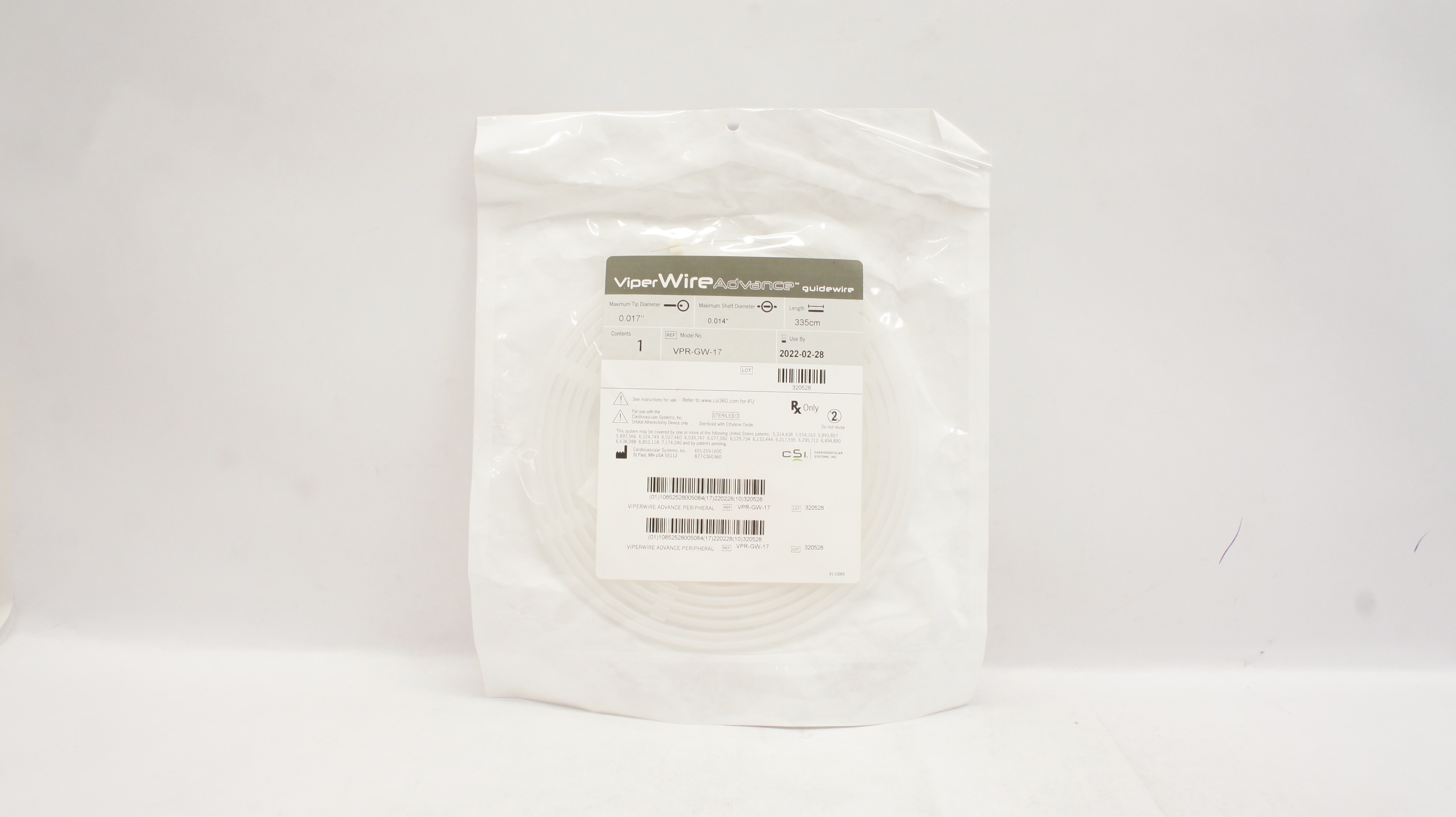 Cardiovascular Systems VPR-GW-17 ViperWire AdvanceGuidewire 0.014inch x 335cm(x)