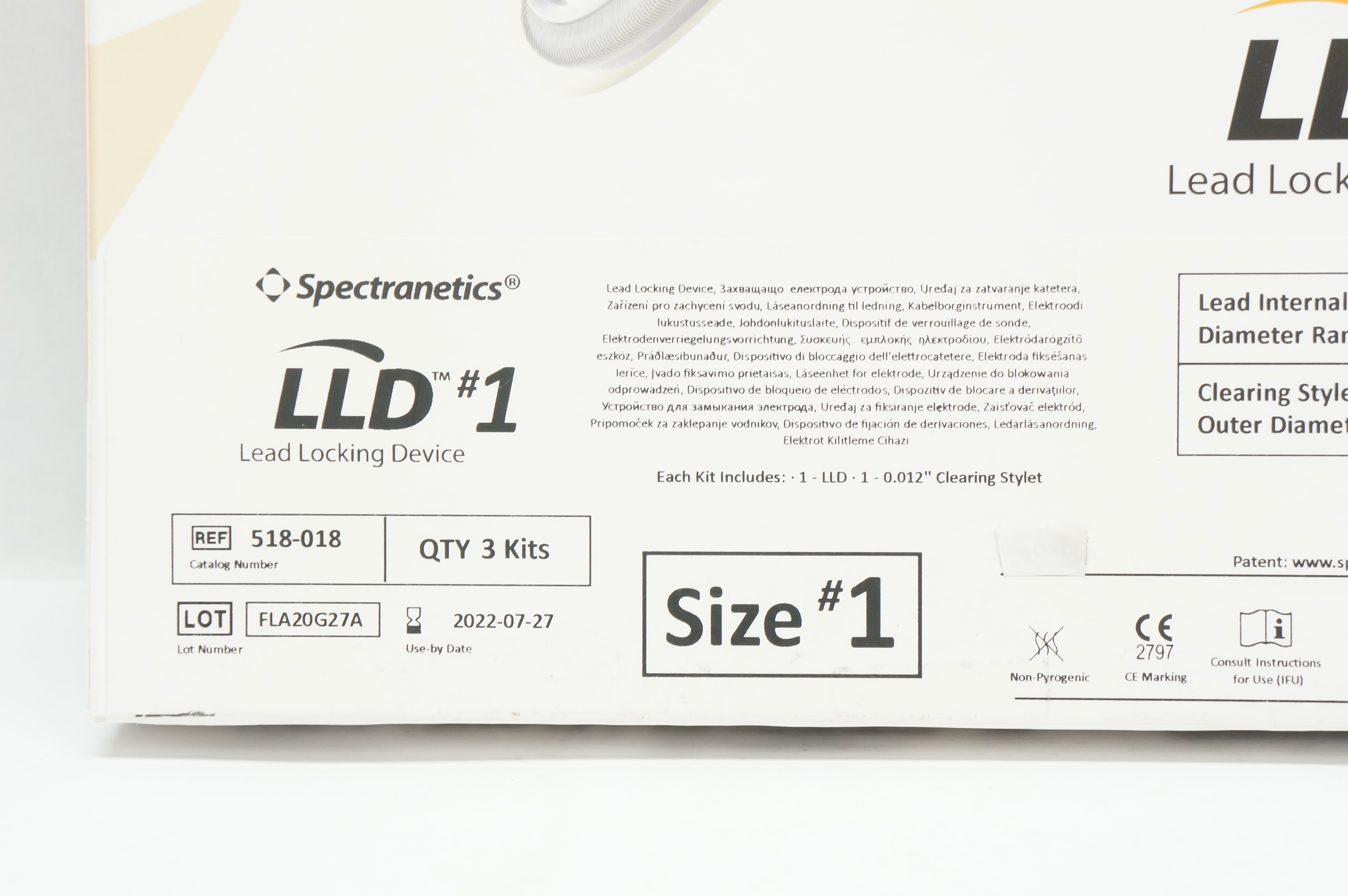 Spectranetics 518-018 Lead Locking Device Size 1 - Box of 3 (x)