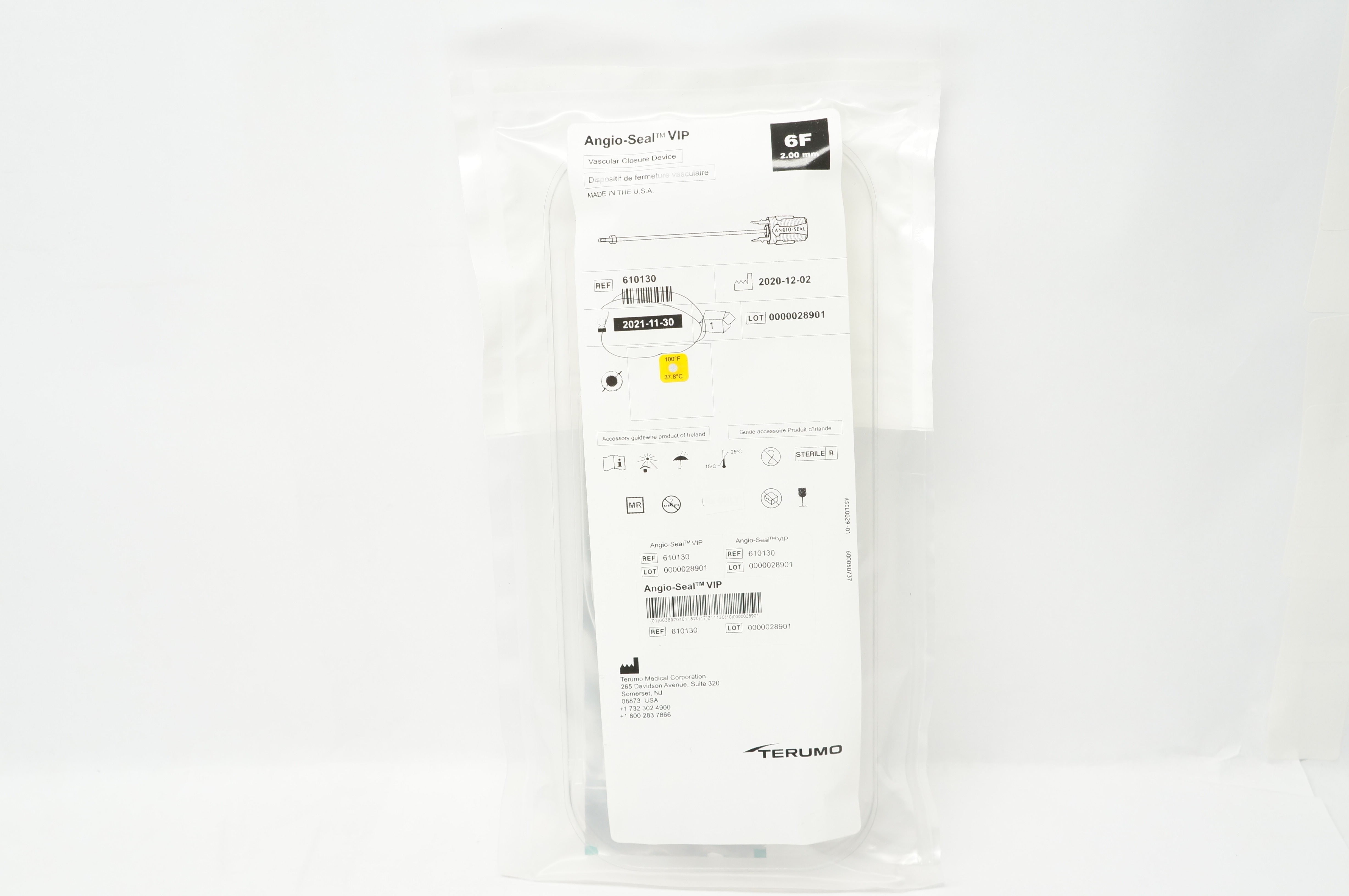 Terumo 610130 Angio-Seal VIP Vascular Closure Device 6F (x)