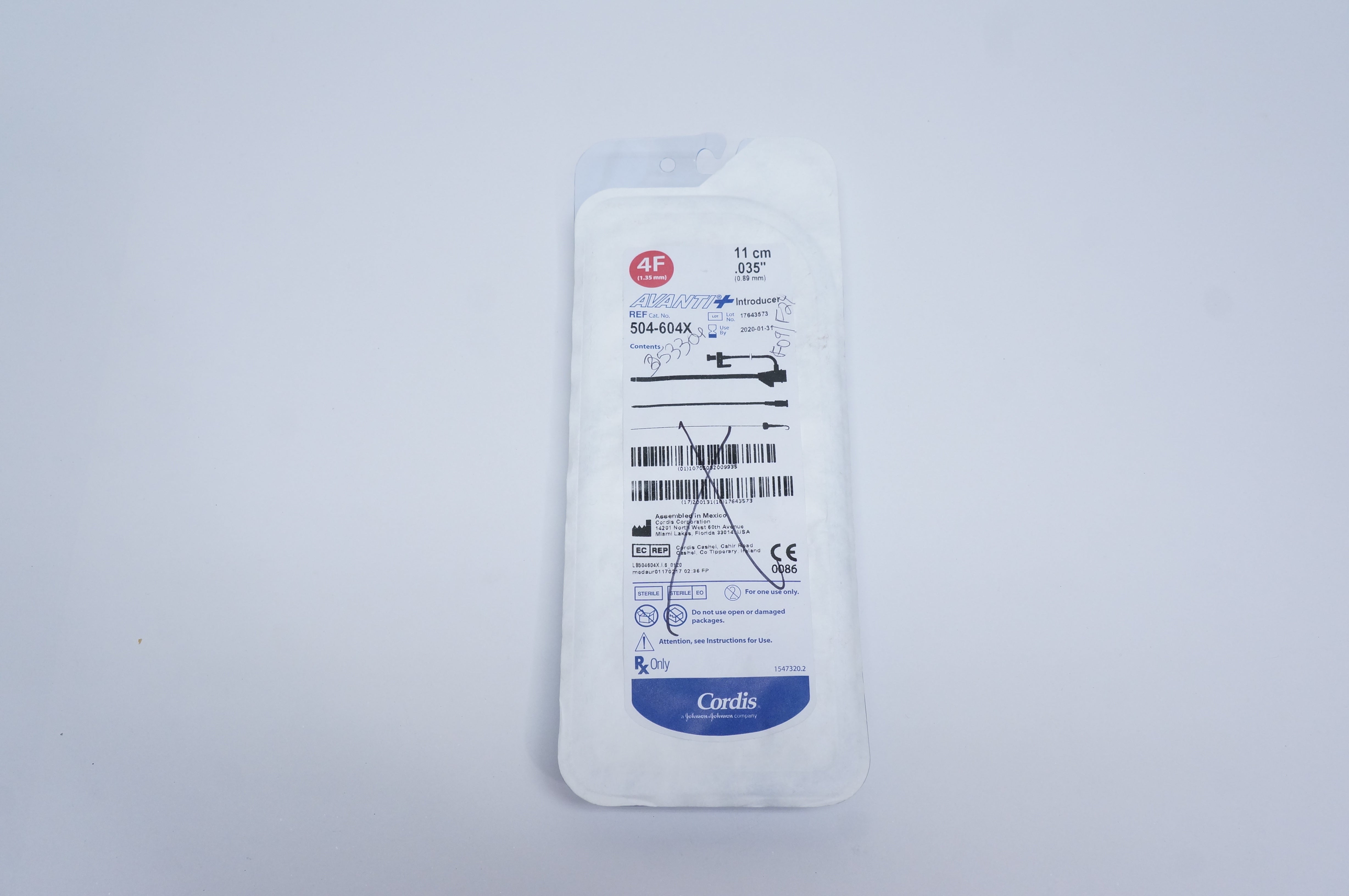 Cordis 504-604X AVANTI Plus Introducer 4F x 0.035inch (x)