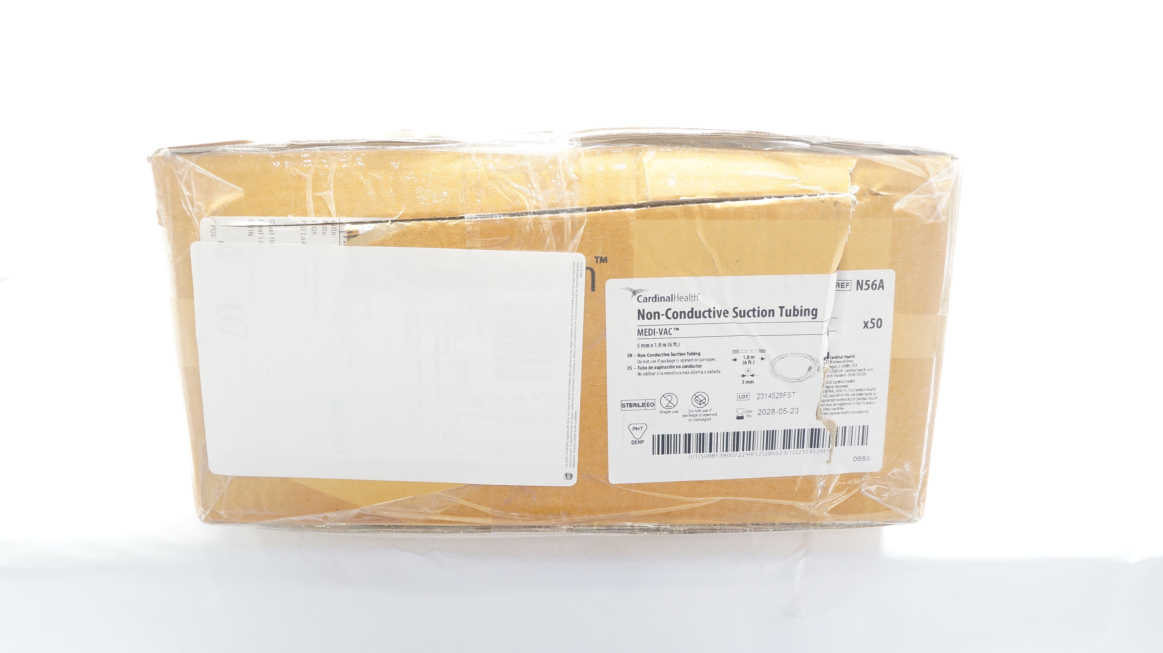 Cardinal Health N56A Medi-Vac Non-Conductive Suction Tubing 5mm x 1.8m-Box of 39