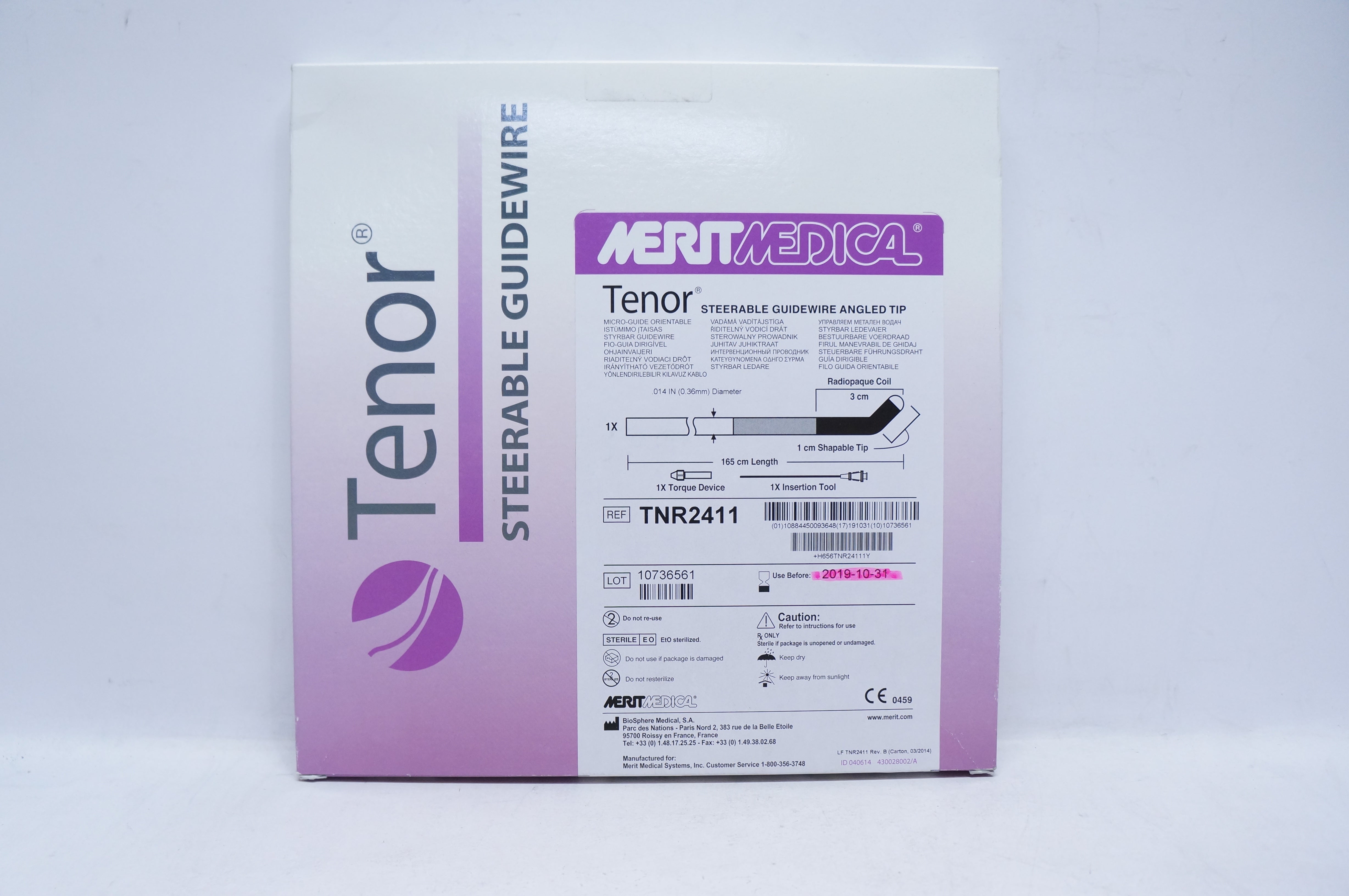 Merit Medical TNR2411 Tenor Steerable Guidewire Angled Tip 0.014inch x 165cm (x)