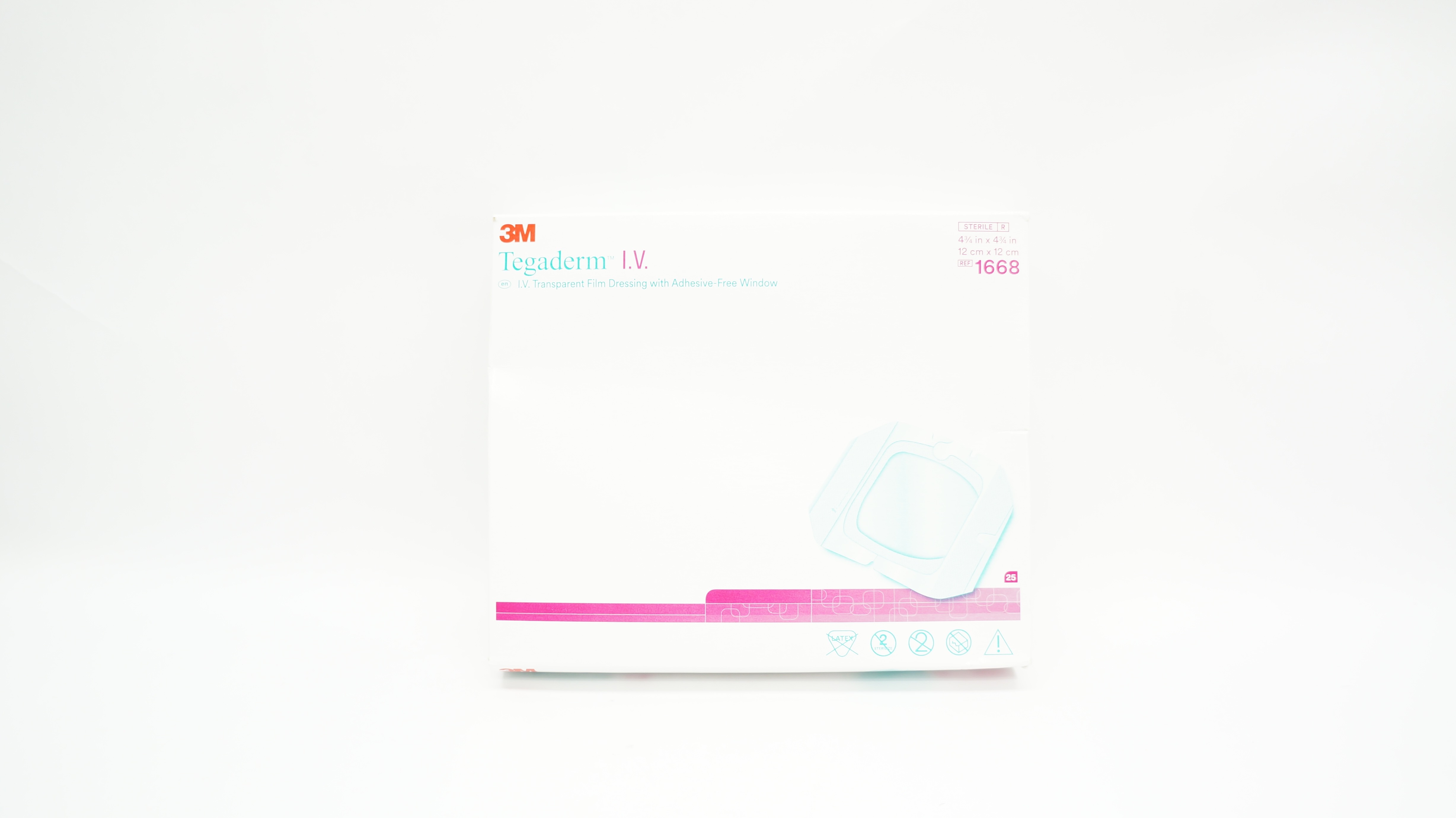 3M 1668 Tegaderm IV Transparent Film Dressing 4-3/4inch x 4-3/4inch - Box of 25
