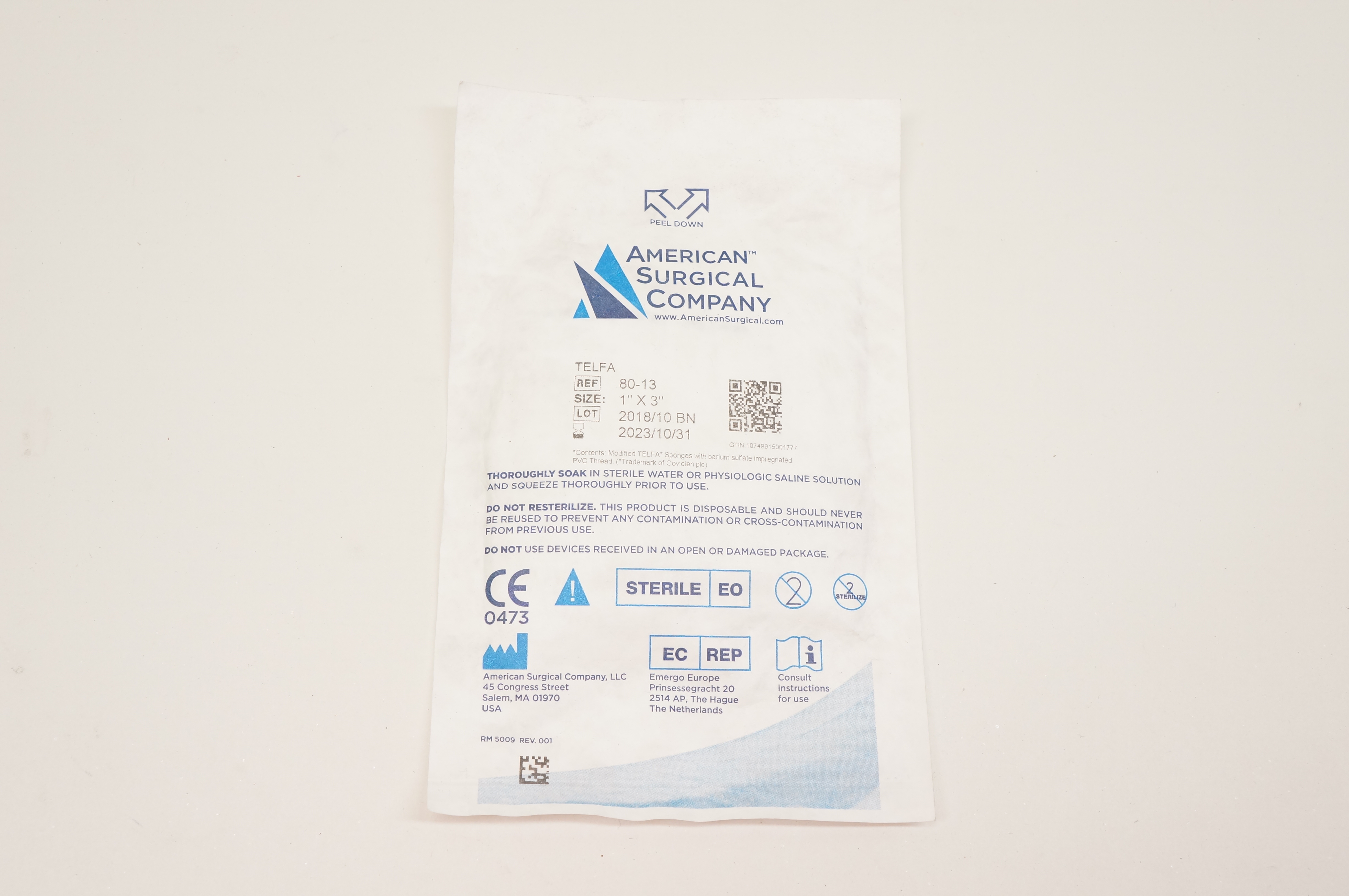 American Surgical 80-13 Telfa 1inch x 3inch