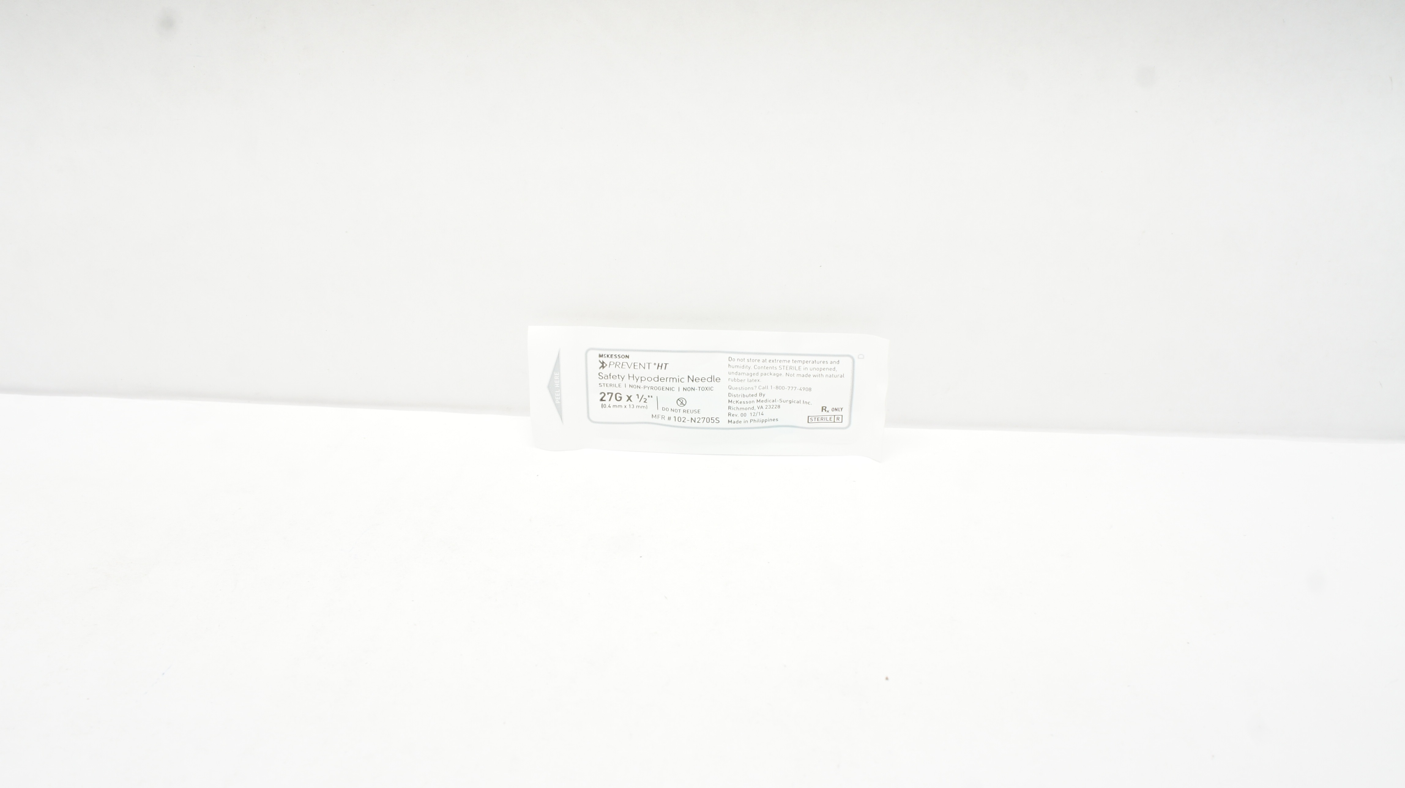McKesson 102-N2705S Prevent HT Safety Hypodermic Ndle 27G x 1/2inch