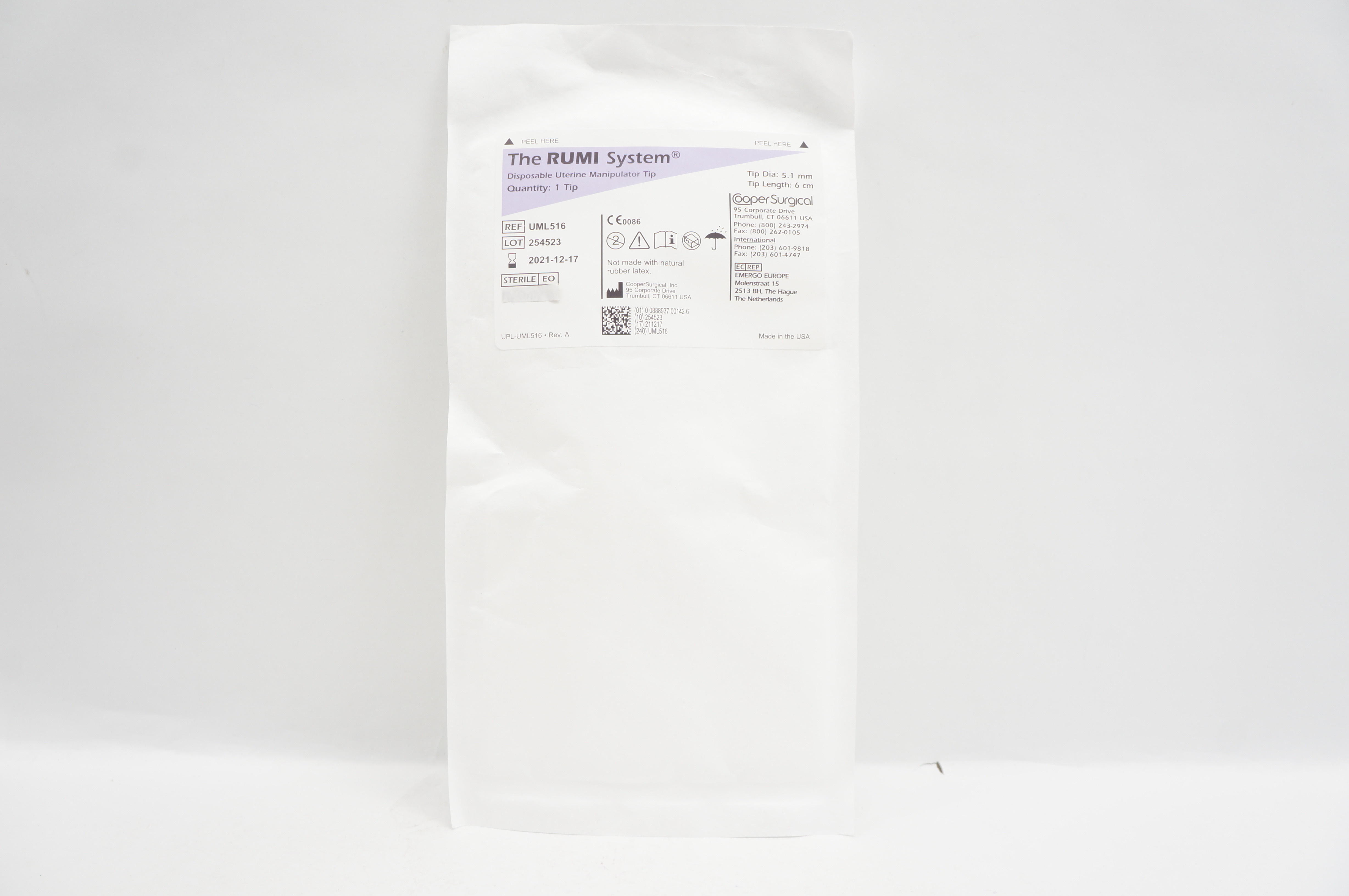 Cooper Surgical UML516 RUMI Disposable Uterine Manipulator Tip 5.1mm x 6cm (x)