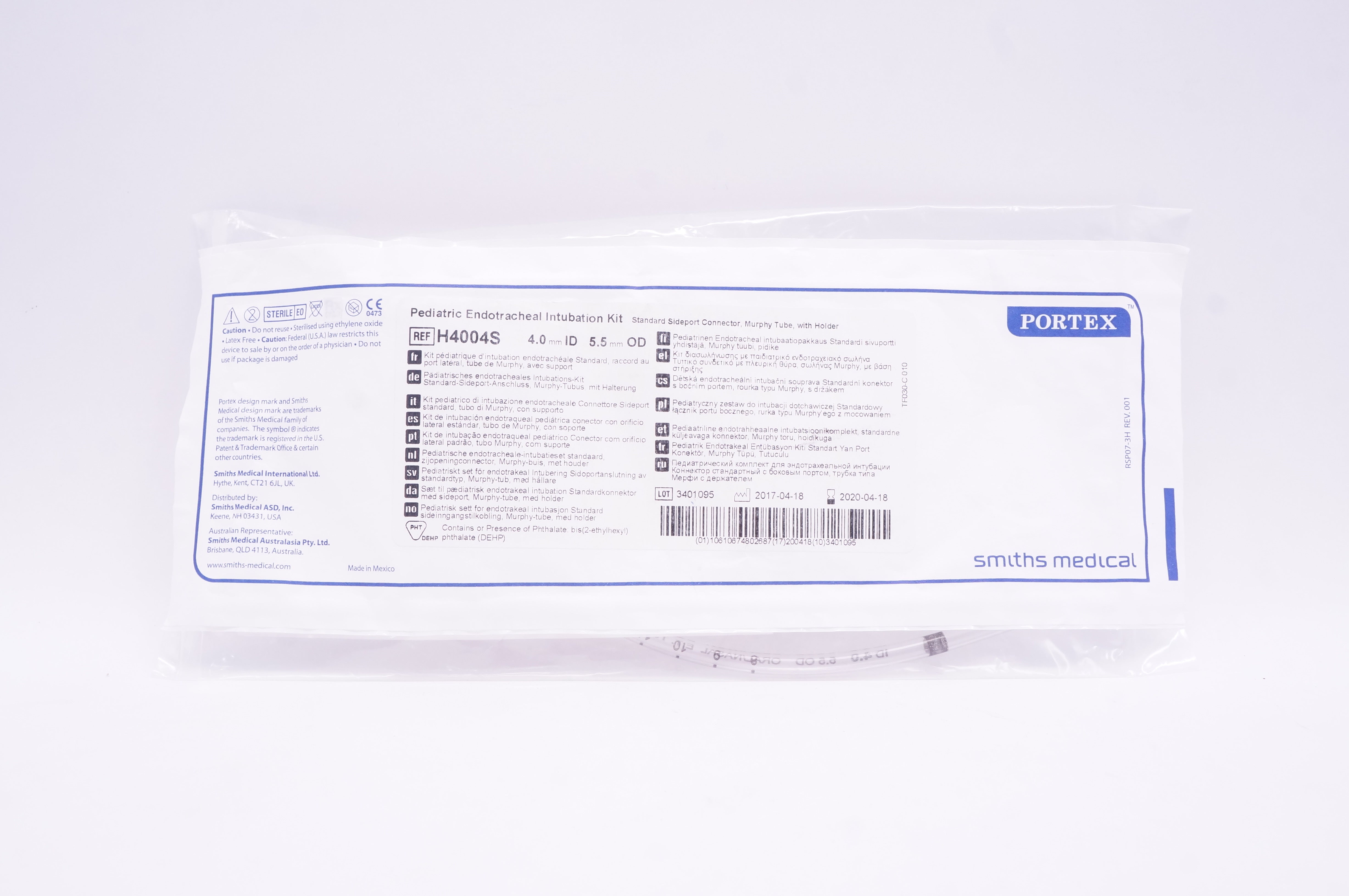 Smiths Medical H4004S Pediatric Endotracheal Intubation Kit 4.0mm ID 5.5mm OD(x)