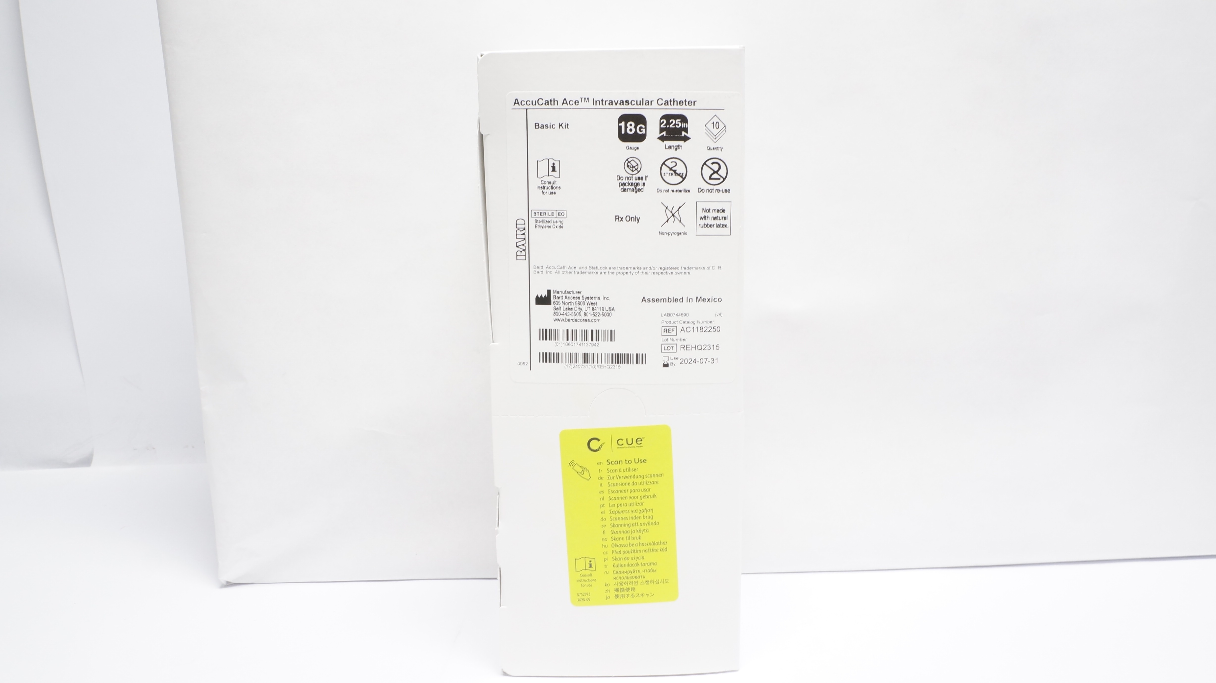 Bard AC1182250 AccuCath Ace Intravascular Catheter 18G (x) - Box of 10